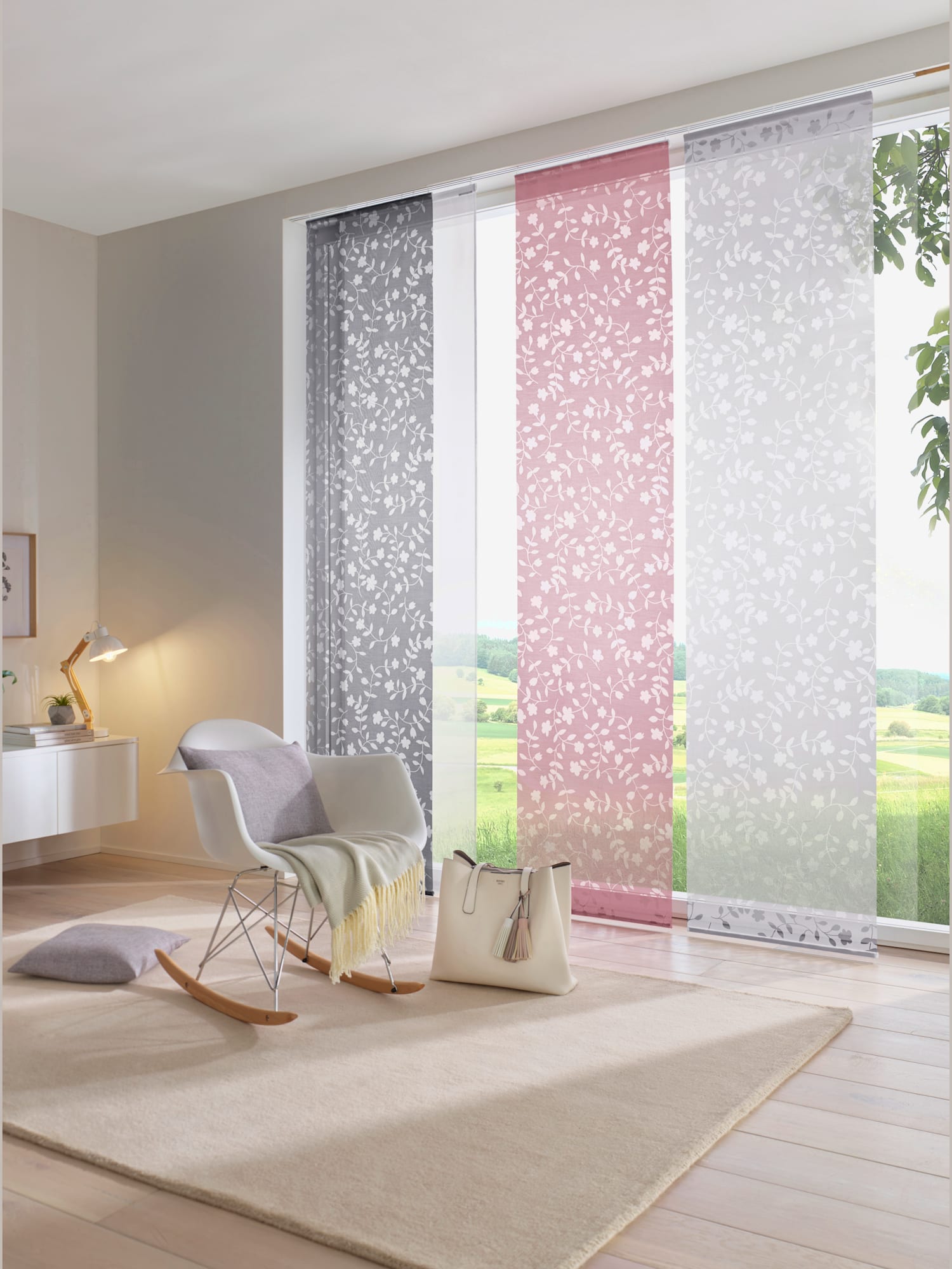 Panneau-rideaux superbe qualité dévoré, couleur gris, taille 175x57 cm, marque helline home - helline
