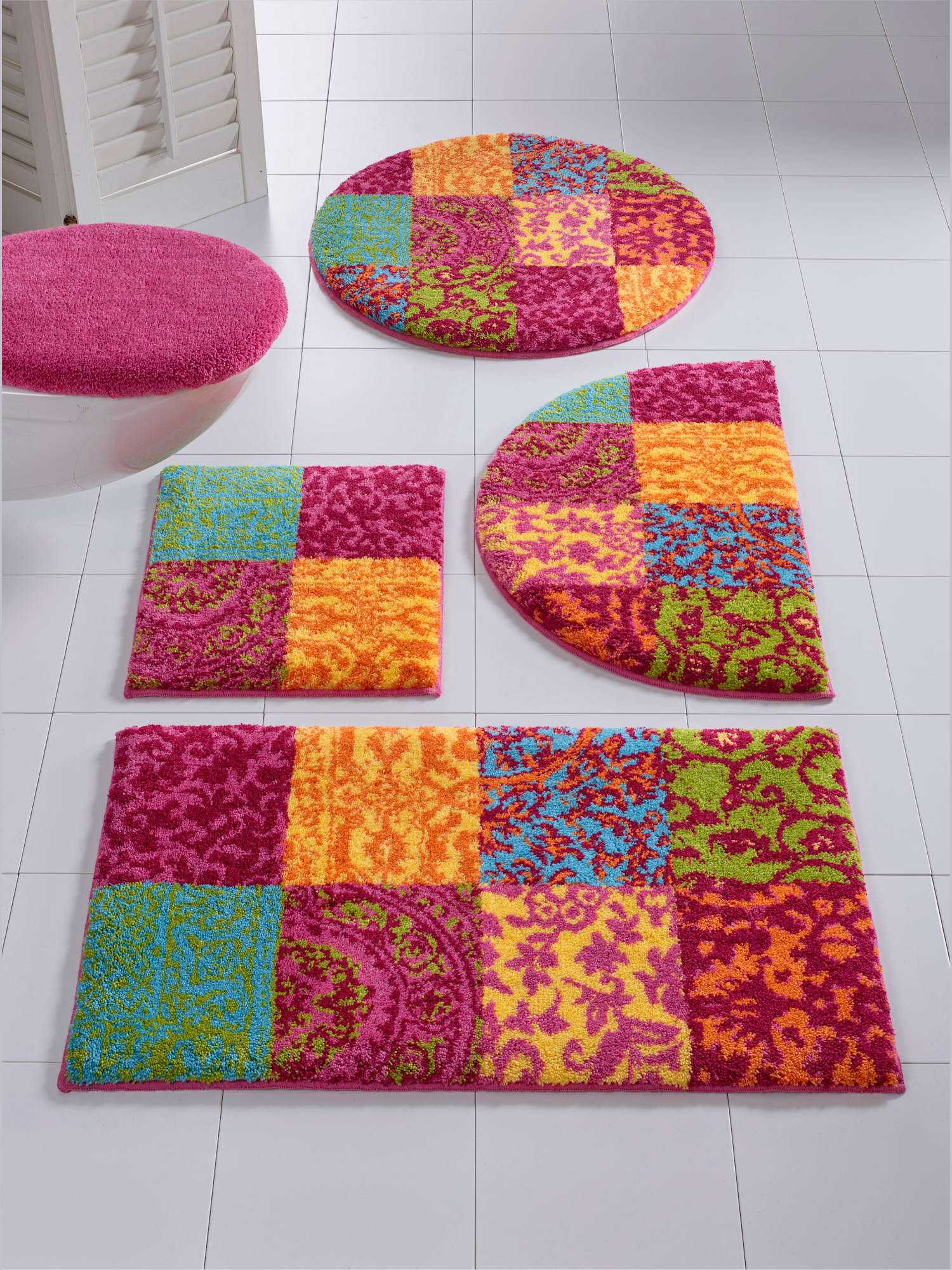 Tapis de bain acrylique facile d'entretien, couleur : rose moyen uni, taille 60x100 cm, marque helline home, 100% acrylique - helline