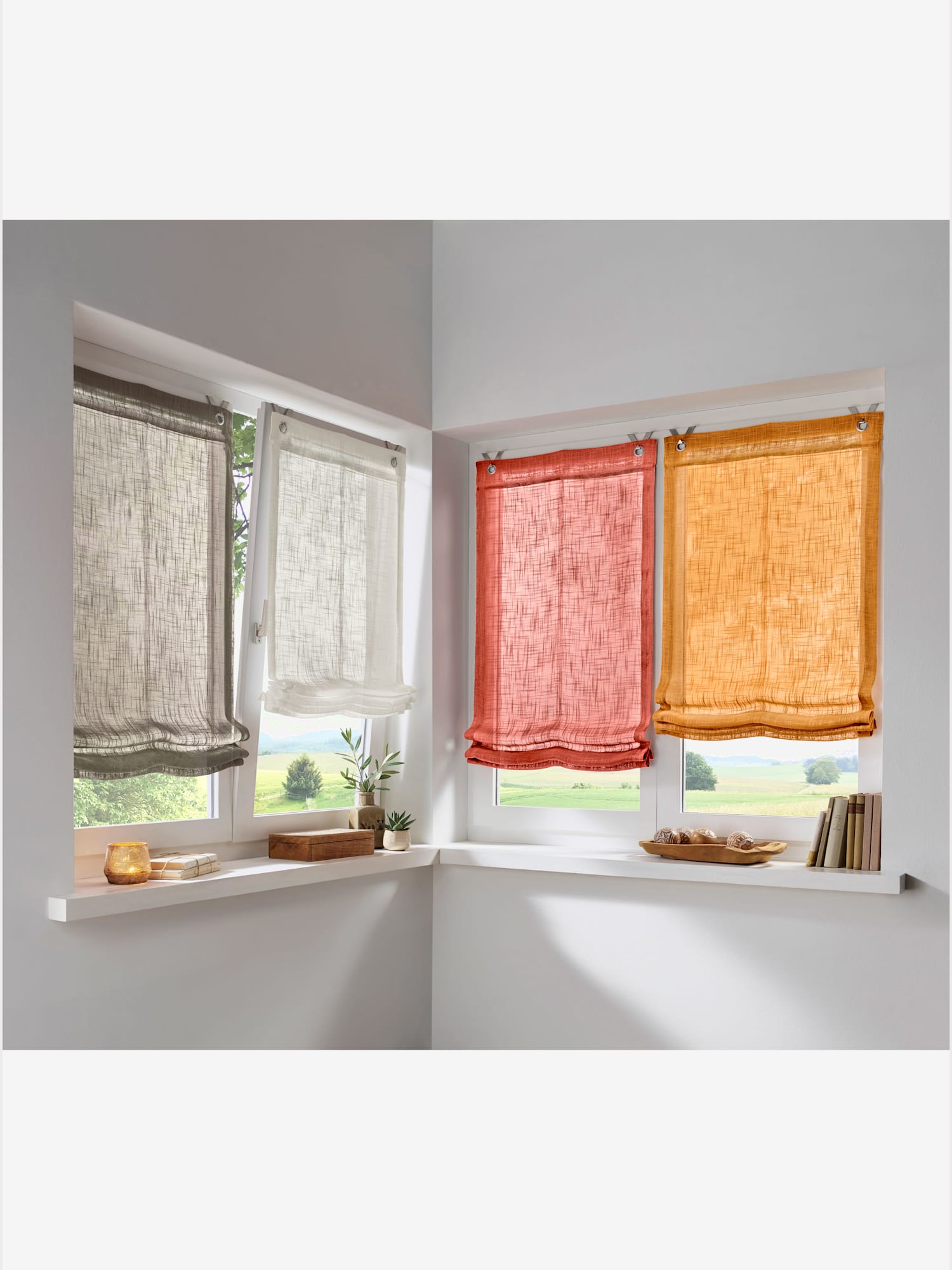Store-bateau, couleur : marron moyen uni, taille 130x140 cm, marque helline home, 100% polyester - helline