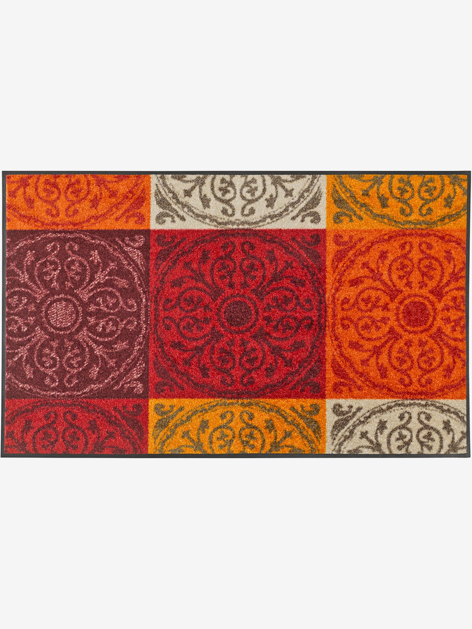 Paillasson, couleur : rouge moyen uni, taille 75x120 cm, marque helline home, 100% polyamide - helline