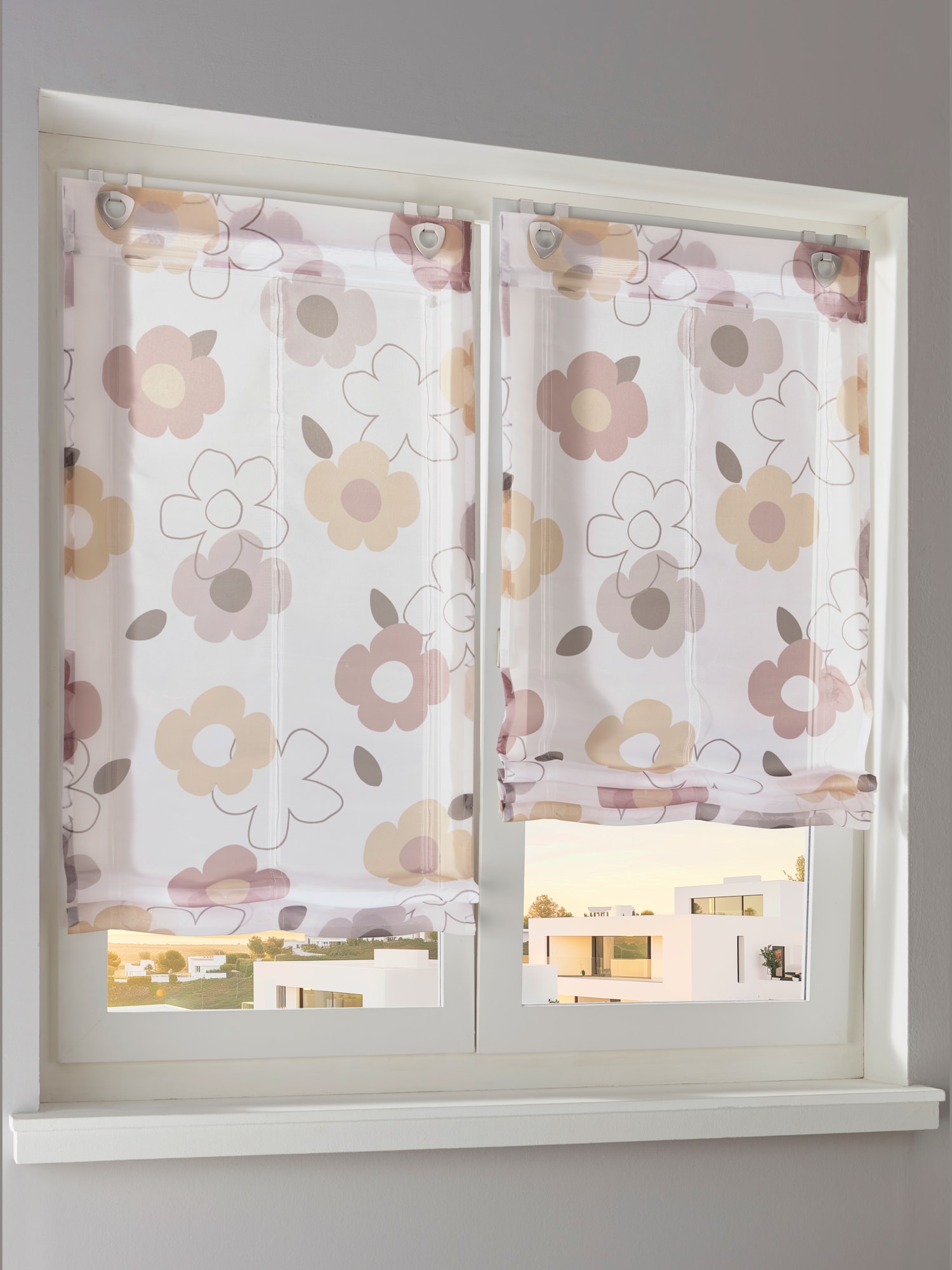 Store-bateau, couleur : blanc uni, taille 130x120 cm, marque helline home, 100% polyester - helline