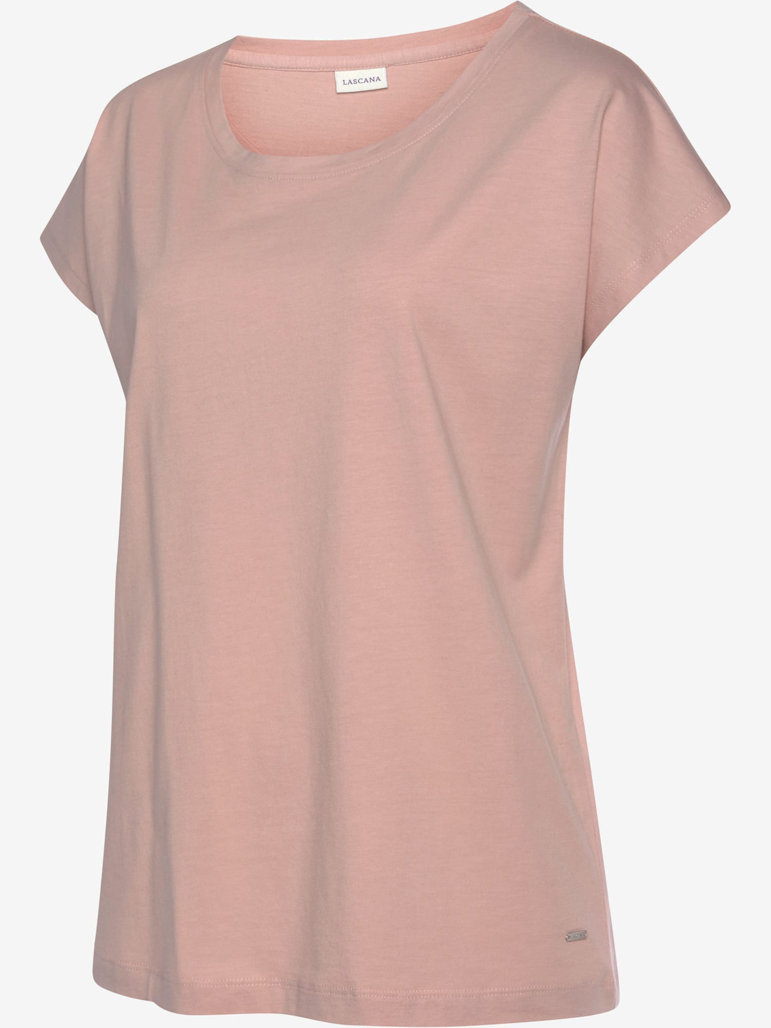 Haut de pyjama t-shirt à manches courtes, couleur rose, taille 38/40, marque LASCANA - helline