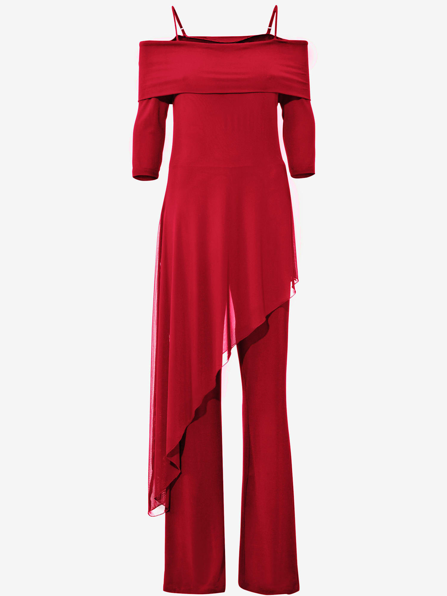 Combinaison jambes larges, couleur rouge, taille 52, marque Ashley Brooke - helline