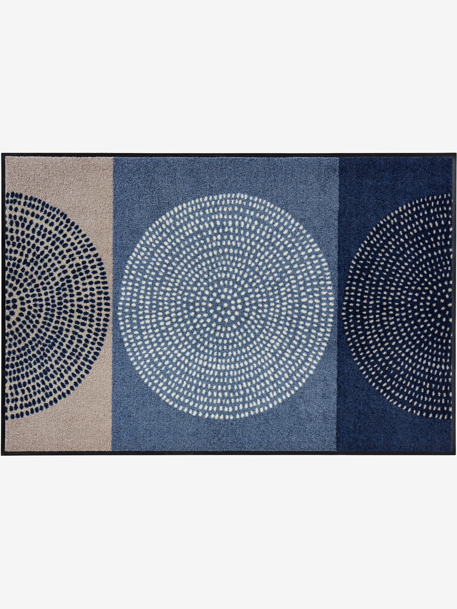 Paillasson imperméable, en intérieur comme en plein air, couleur : bleu moyen à motifs, taille 75x190 cm, marque helline home, 100% polyamide -