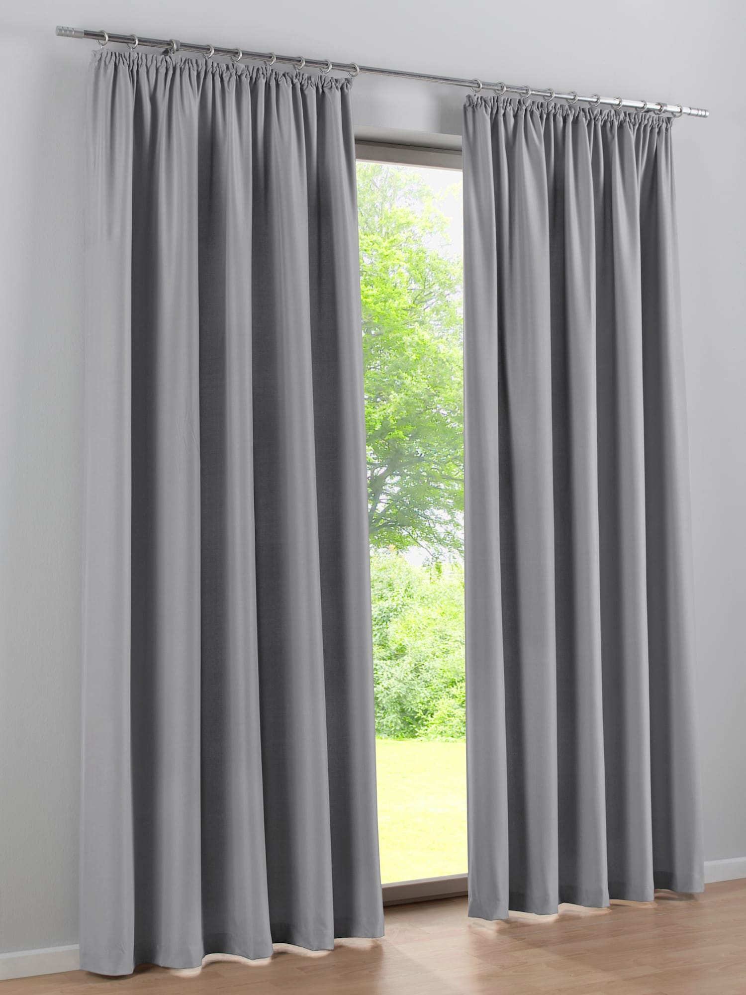 Rideau matière opaque, couleur gris, taille 175x140 cm, marque helline home - helline