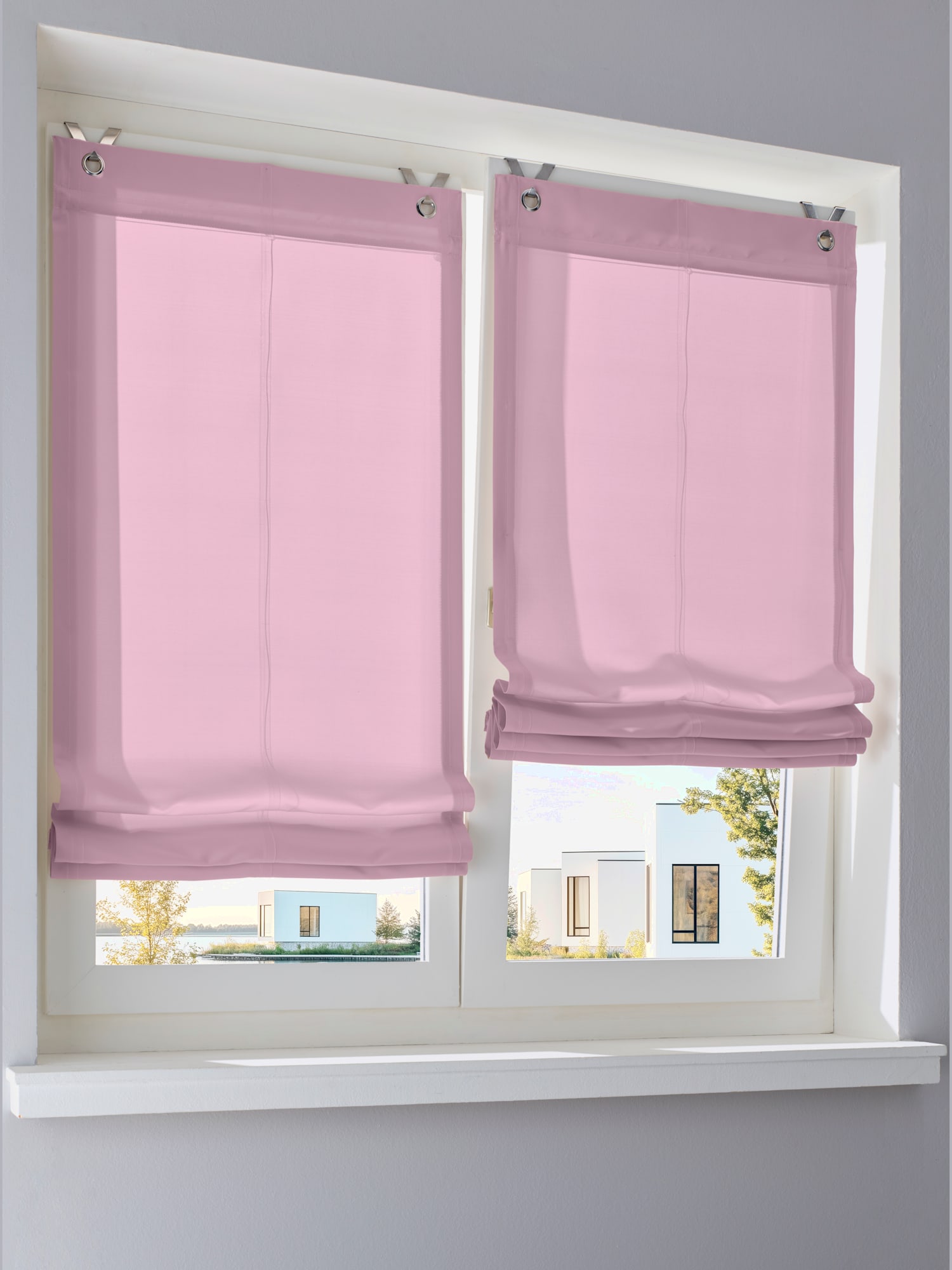 Store-bateau, couleur : violet clair uni, taille 140x100 cm, marque helline home, 100% polyester - helline