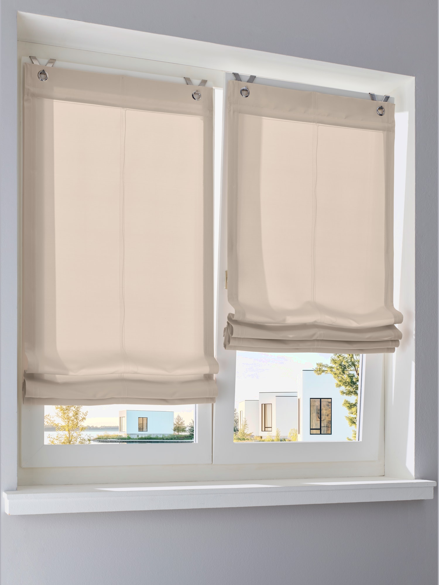 Store-bateau, couleur : marron clair uni, taille 140x60 cm, marque helline home, 100% polyester - helline