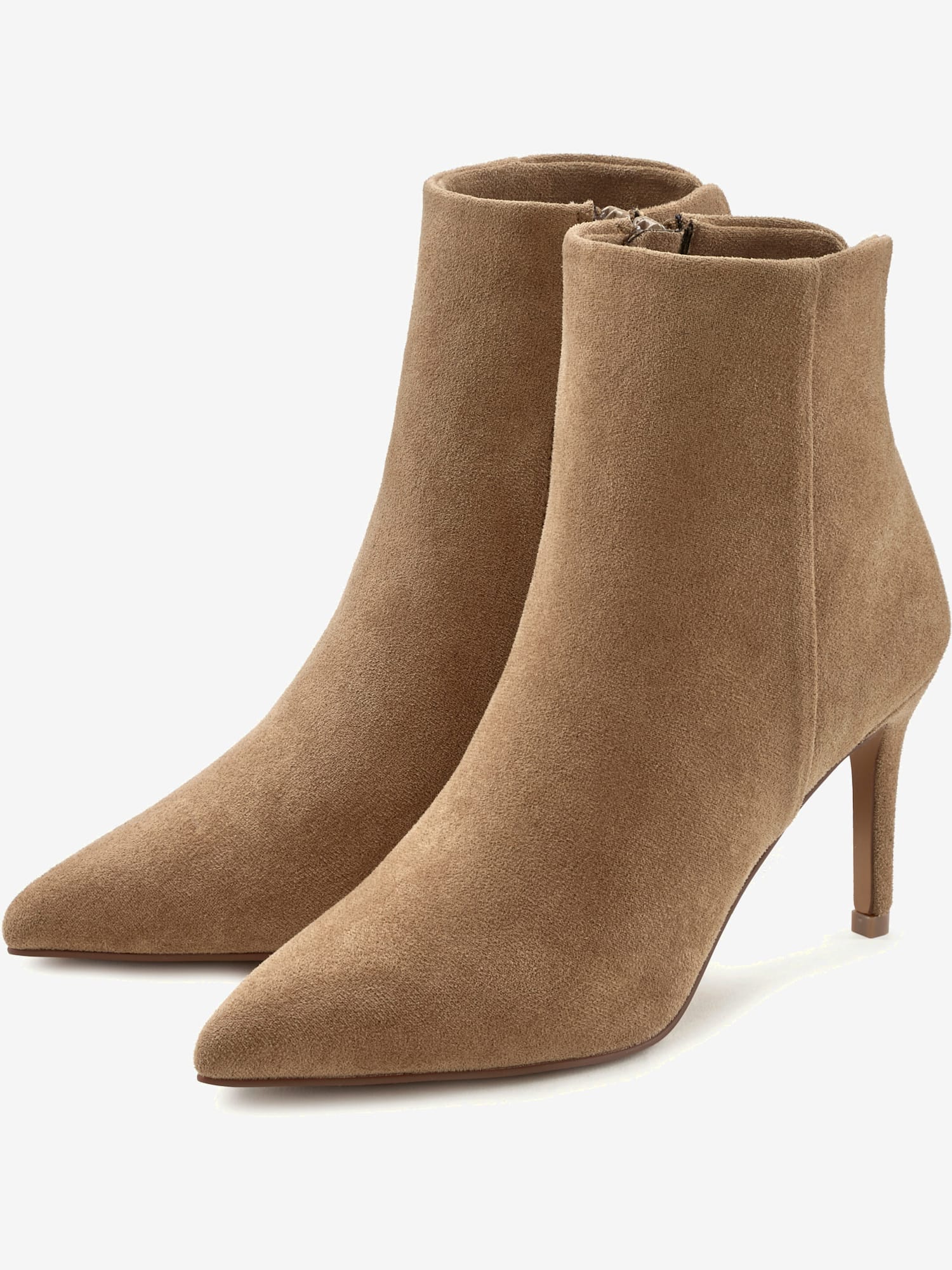 Bottines à talon haut talon aiguille féminin à la hauteur agréable, marron clair uni, taille 42, LASCANA - helline