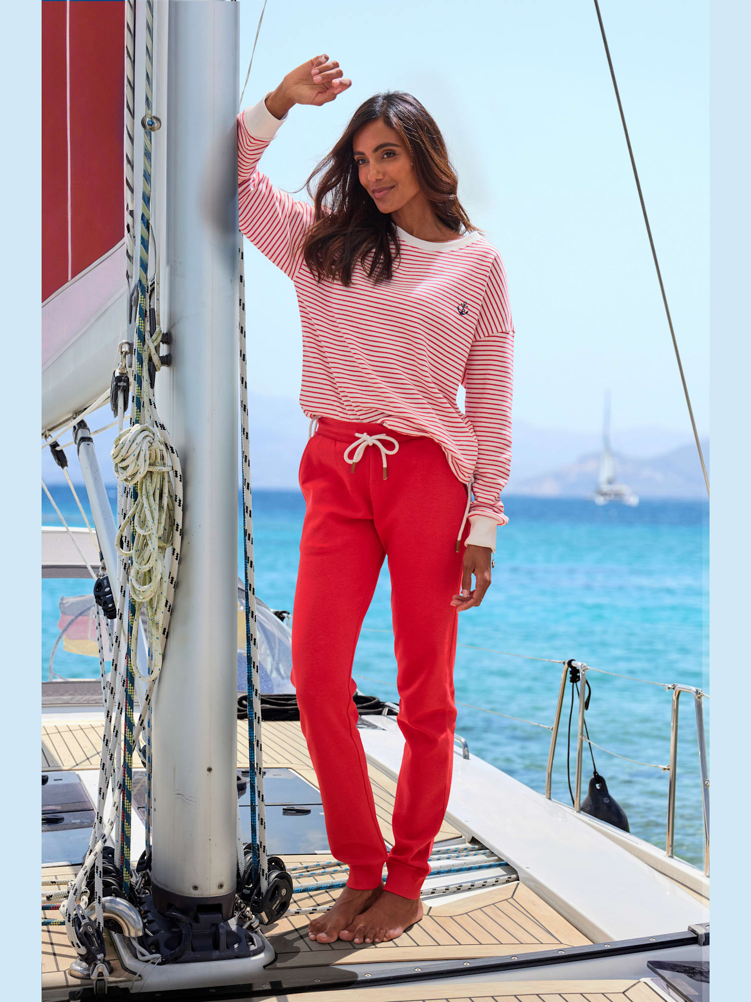 Sweatshirt rayé, couleur rouge, taille 50/52, marque H.I.S - helline
