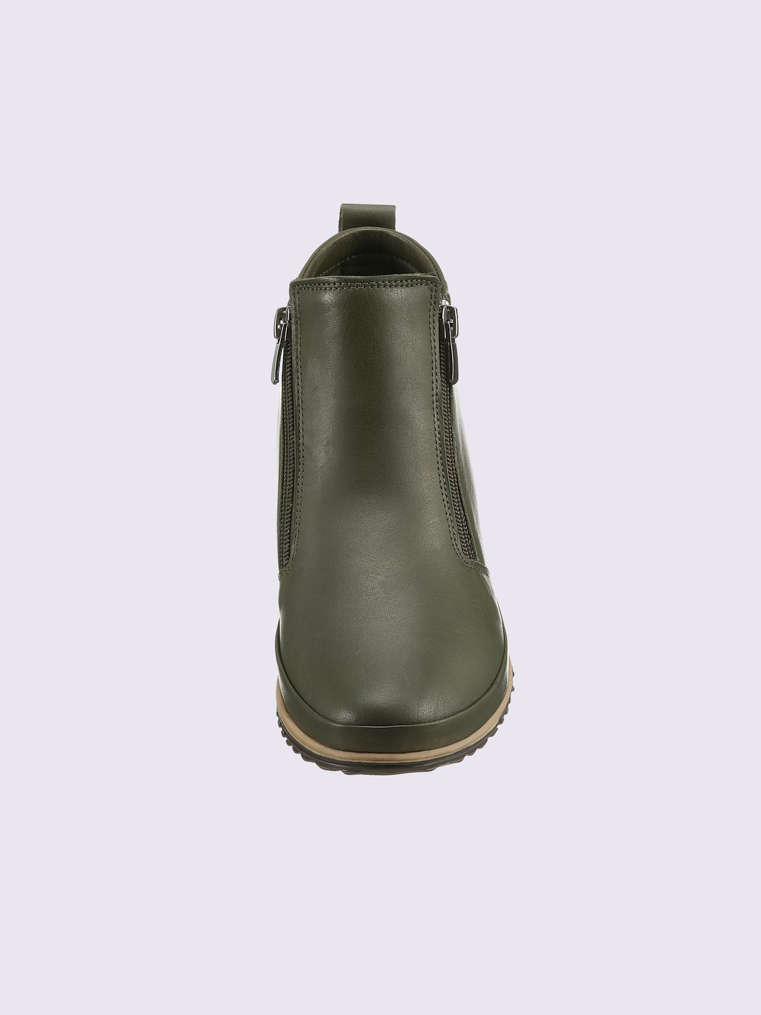 Bottine courte cuir nappa de vache, vert olive moyen uni, taille 39 - helline