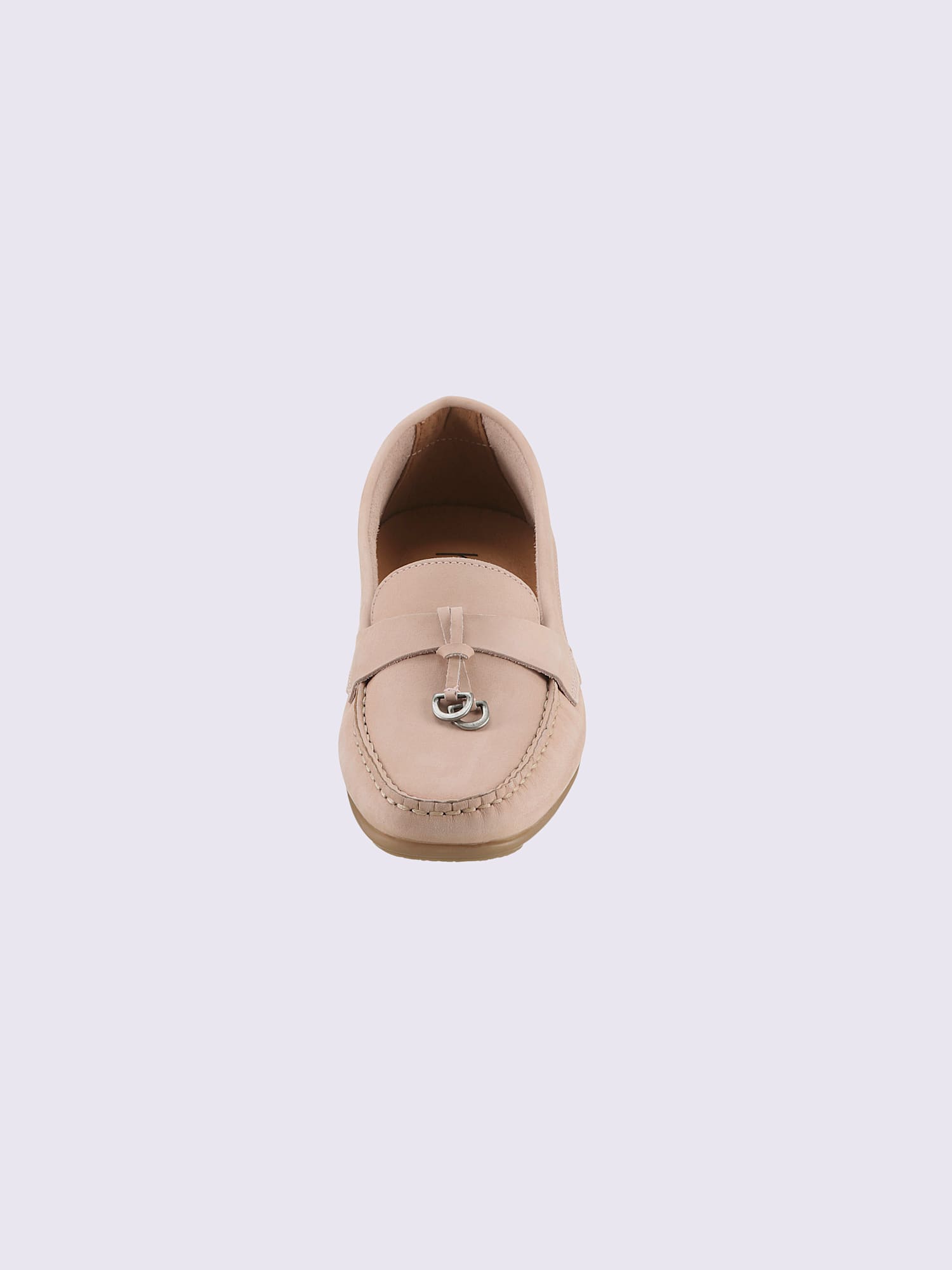 Mocassins cuir vachette, rose clair uni, taille 42 - helline