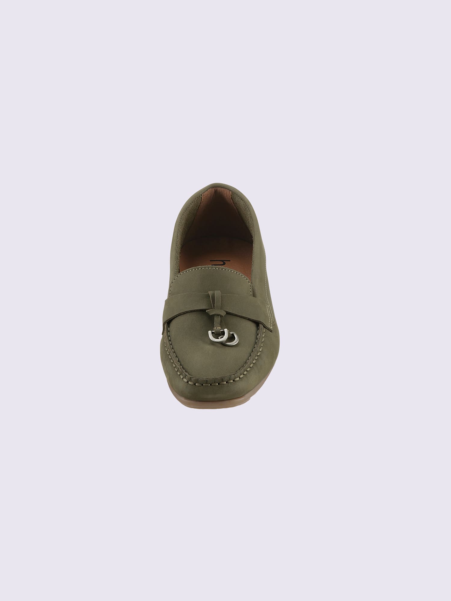 Mocassins cuir vachette, vert olive foncé uni, taille 36 - helline