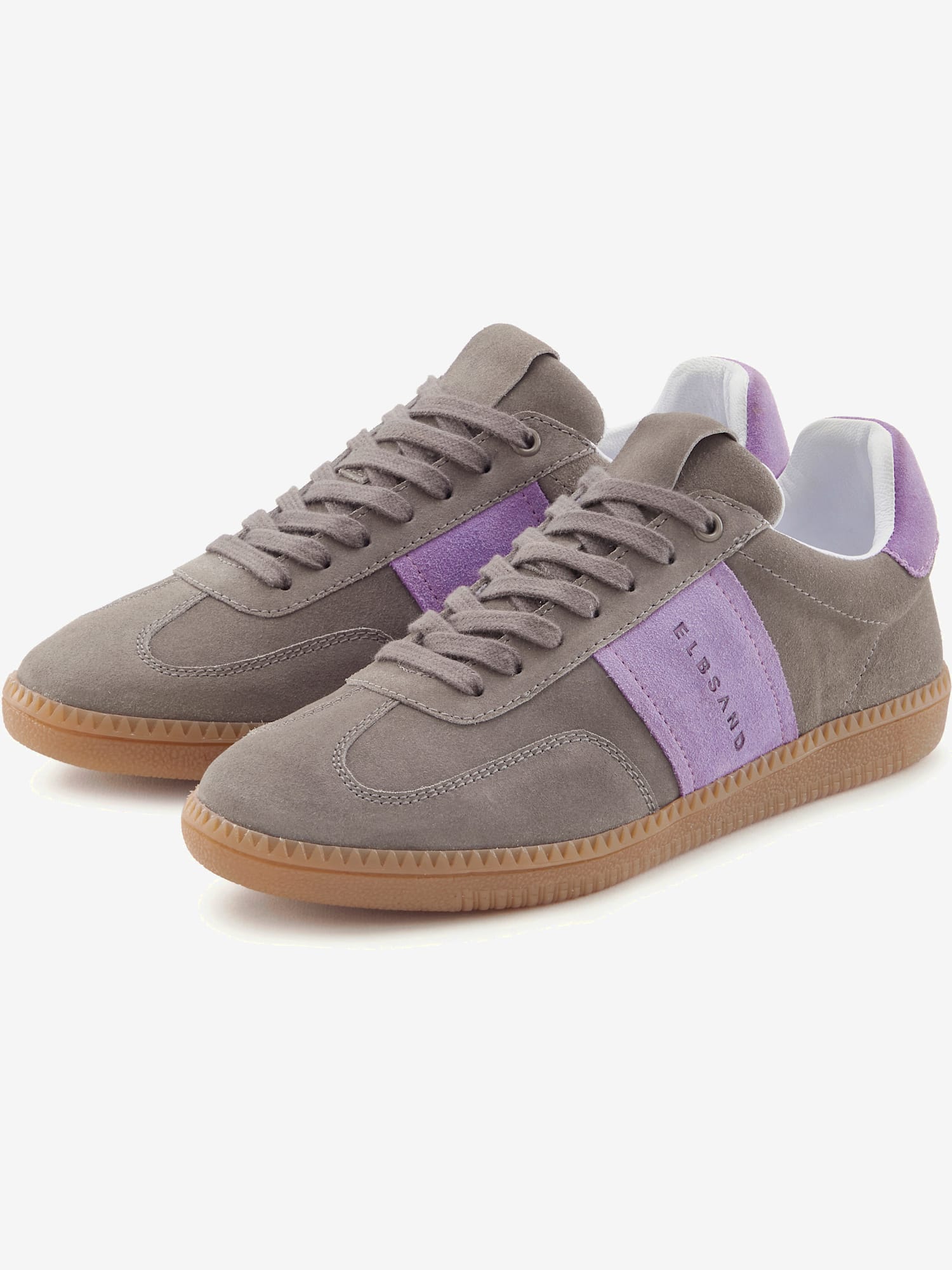 Baskets sneakers en cuir doux de qualité, couleur gris, taille 38, marque Elbsand - helline