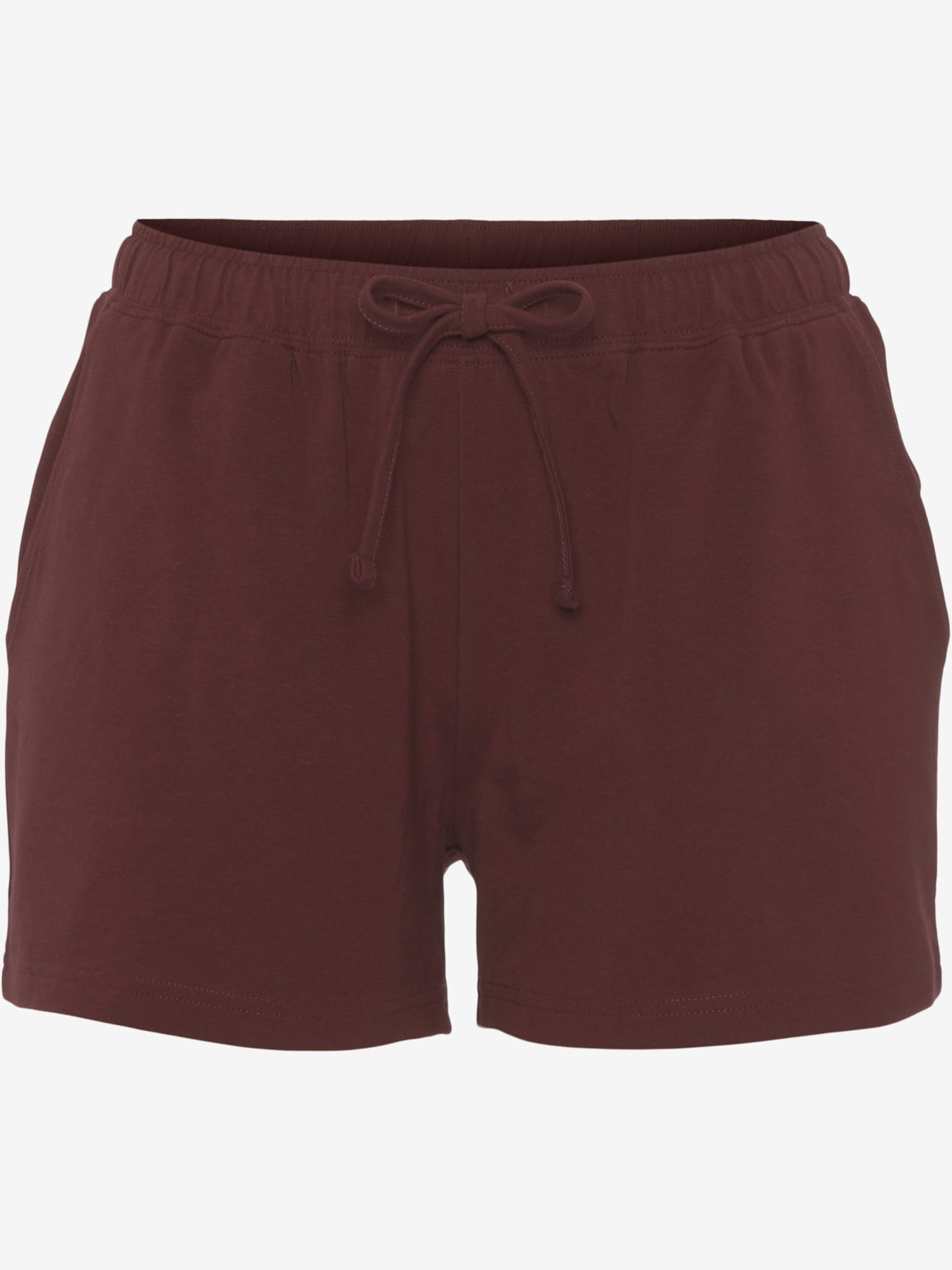 Pyjama court à rayures en fils teintés, couleur : rouge foncé uni, taille 38/40, marque H.I.S, 95% coton;5% élasthanne - helline
