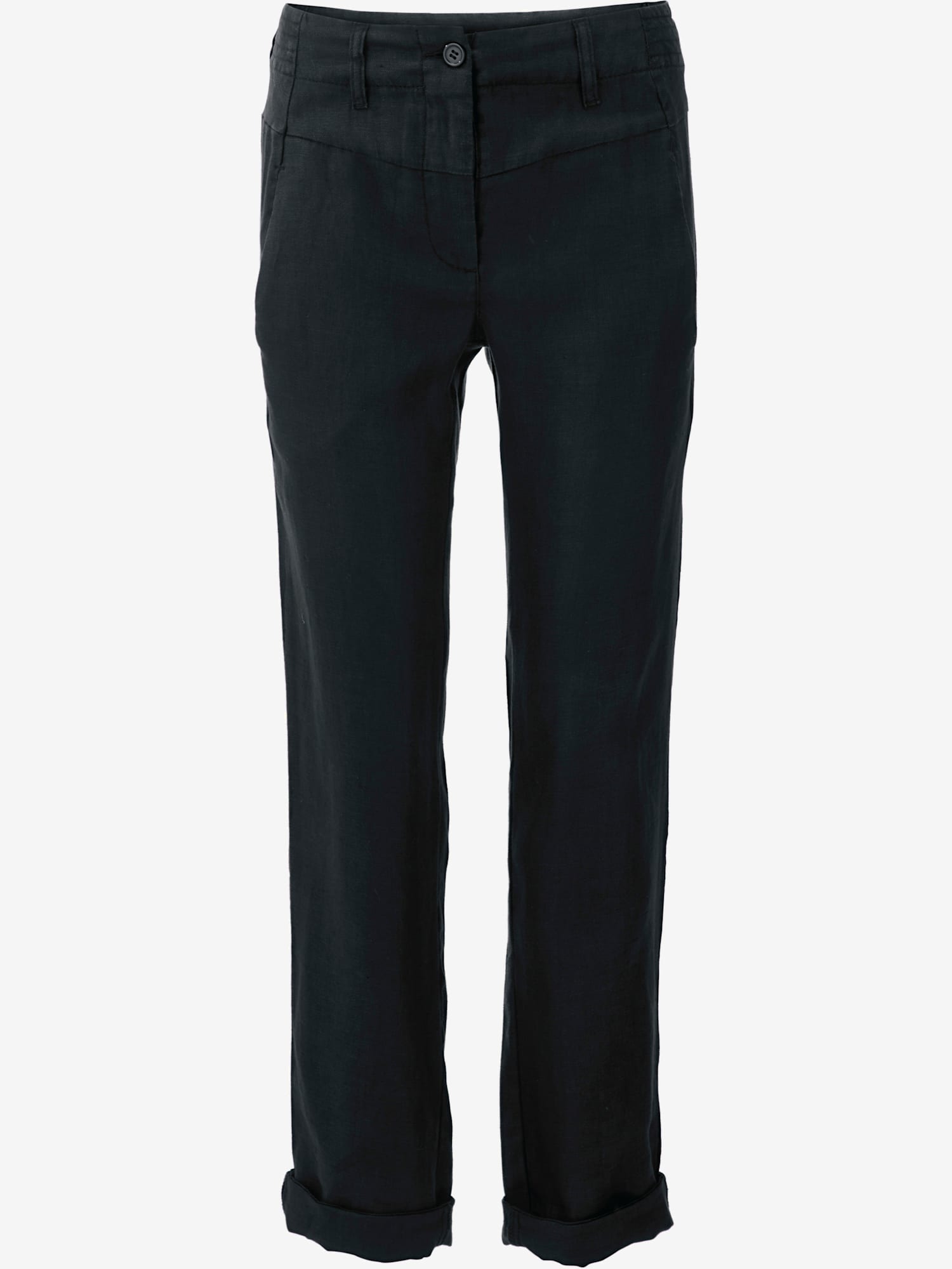 Pantalon en lin style soigné, poches fendues, couleur noir, taille 44 - Witt