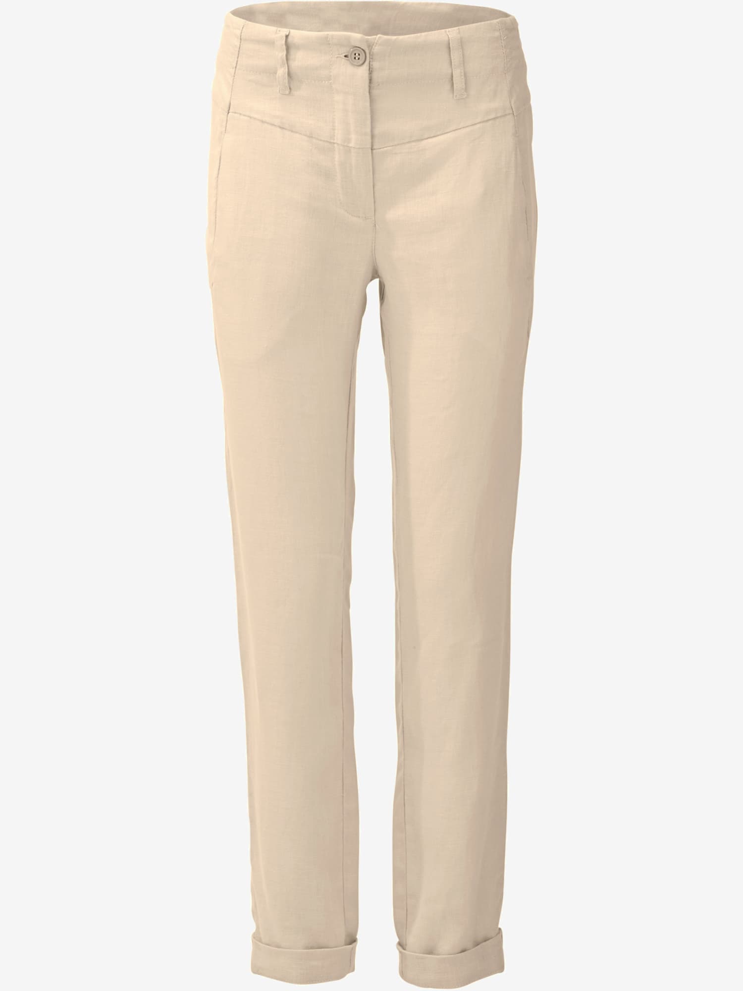 Pantalon en lin style soigné, poches fendues, couleur marron, taille 50, marque Ashley Brooke - helline