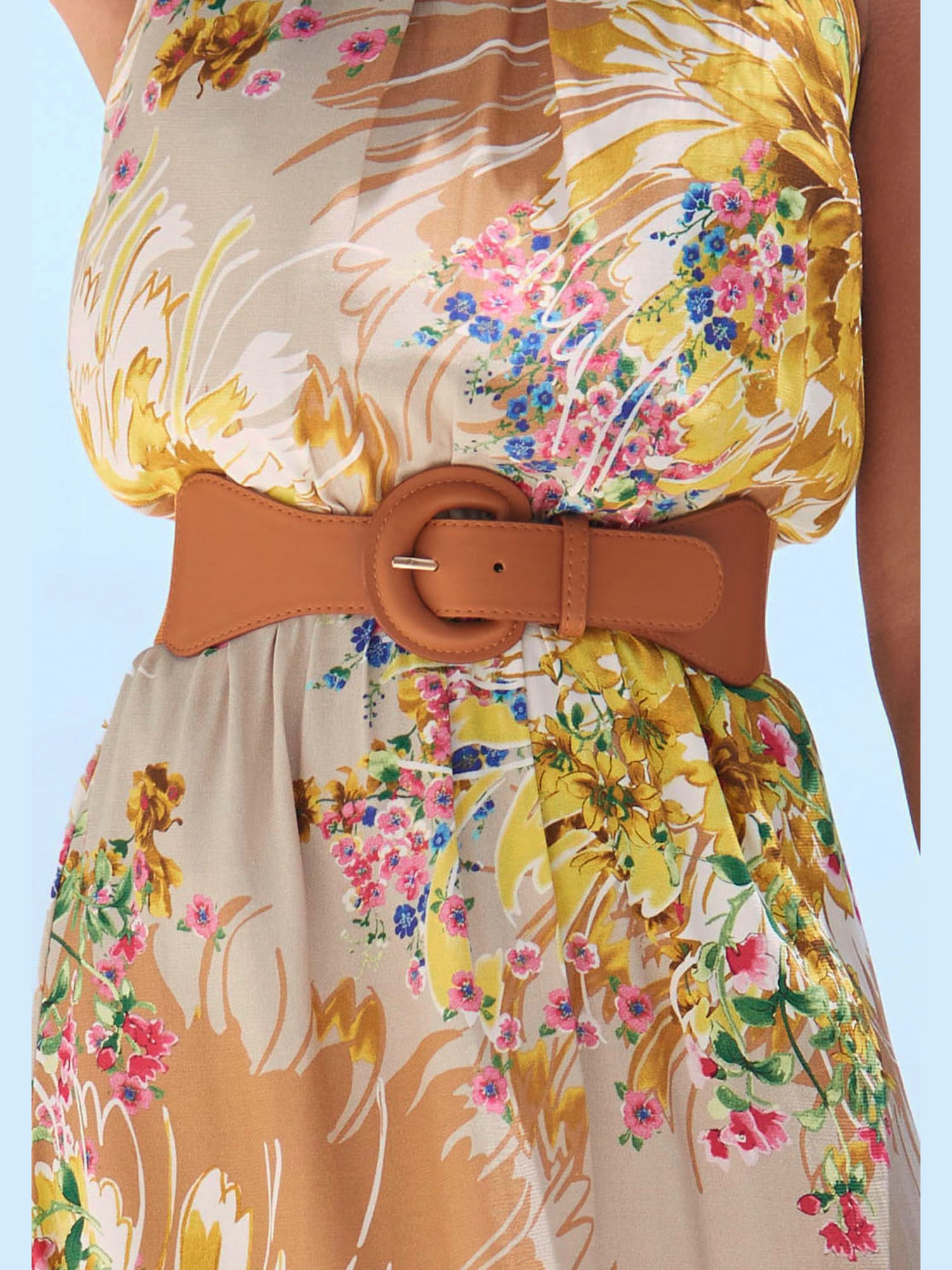 Ceinture élastique avec boucle ton sur ton, couleur marron, taille 95, marque LASCANA - helline