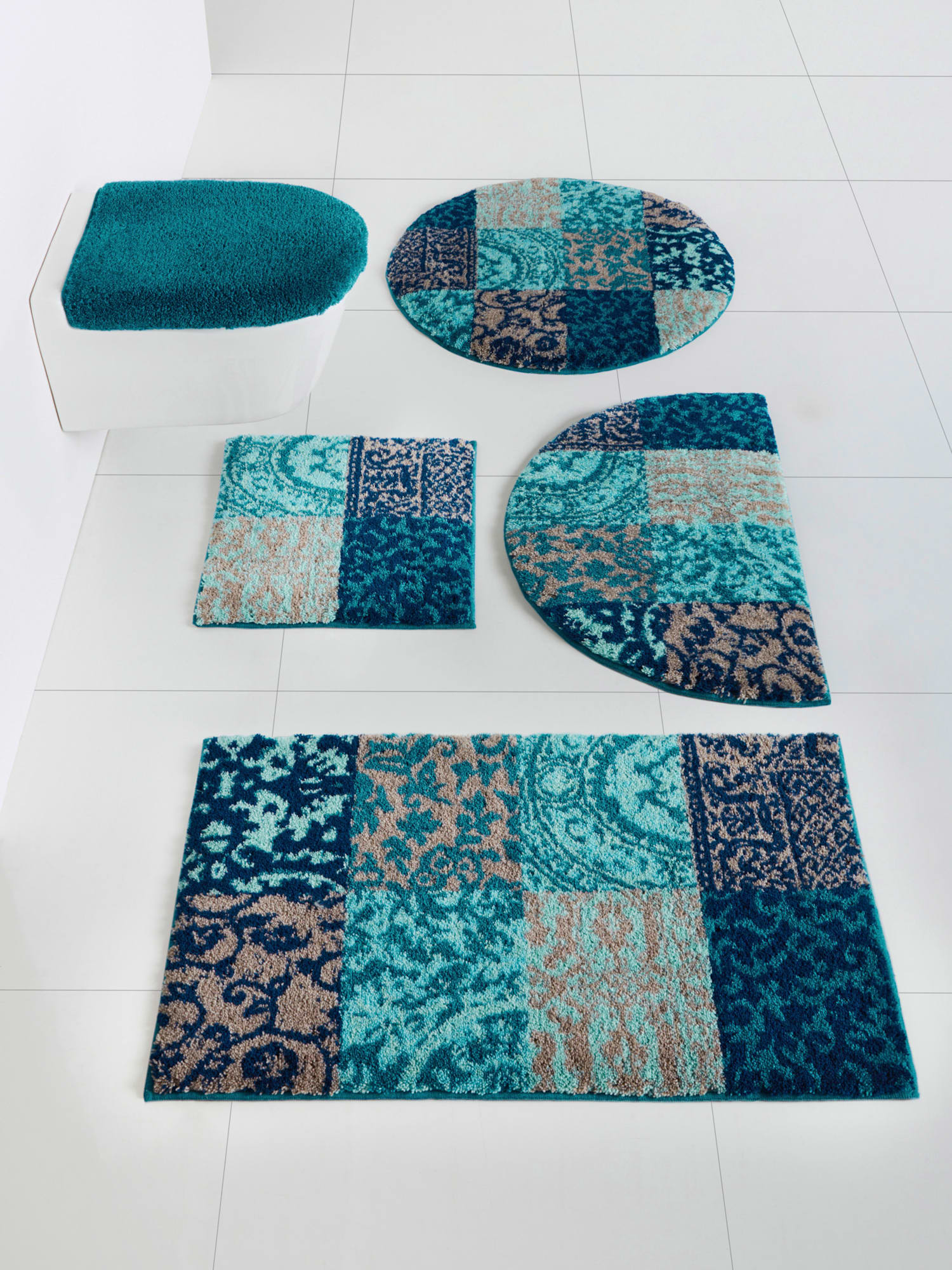 Tapis de bain acrylique, couleur bleu, taille 50x90 cm, marque helline home - helline