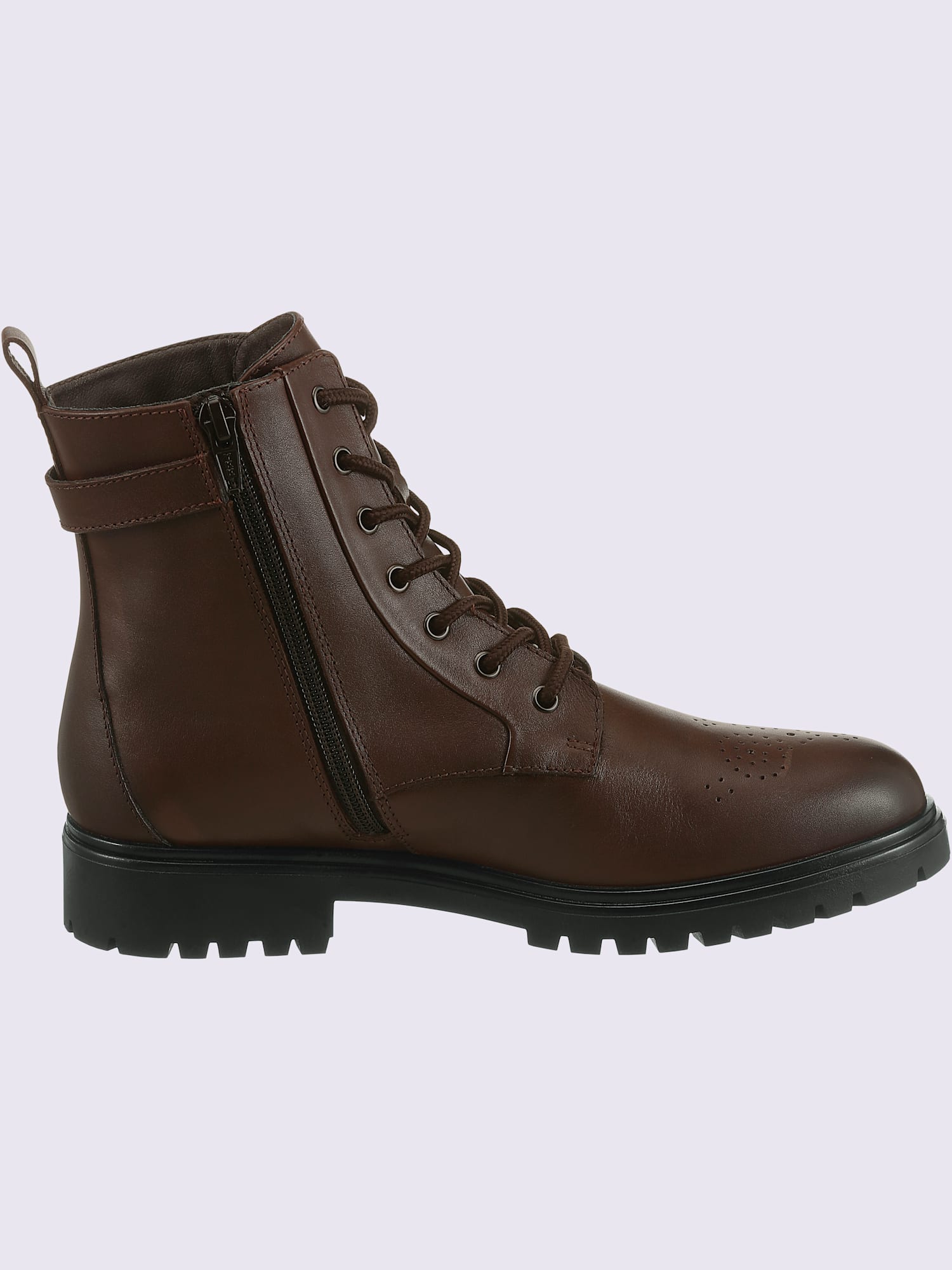 Bottines à lacets cuir nappa de vache, marron moyen uni, taille 41 - helline