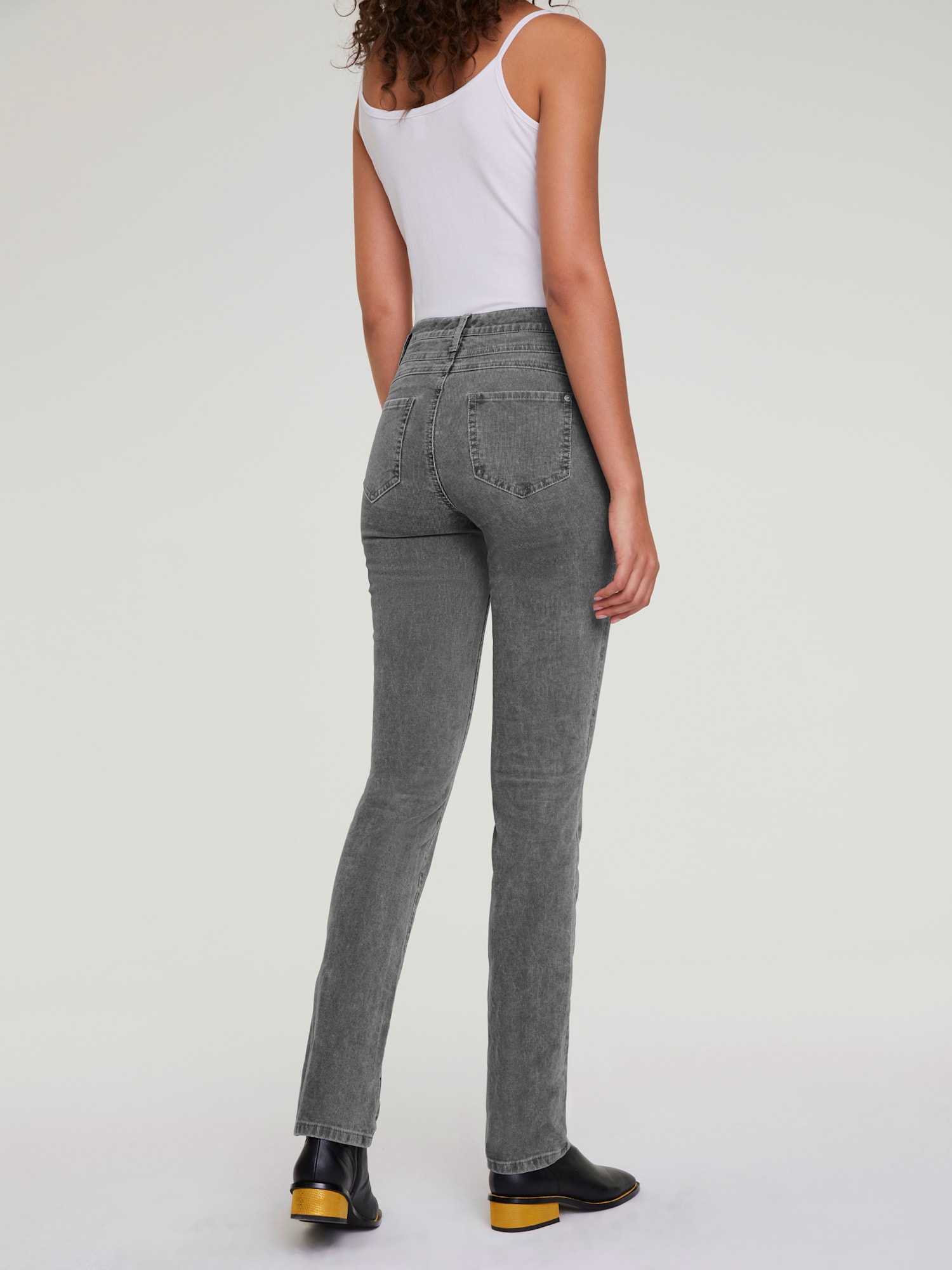 Pantalon velours coupe droite, couleur gris, taille 42, marque Linea Tesini - helline
