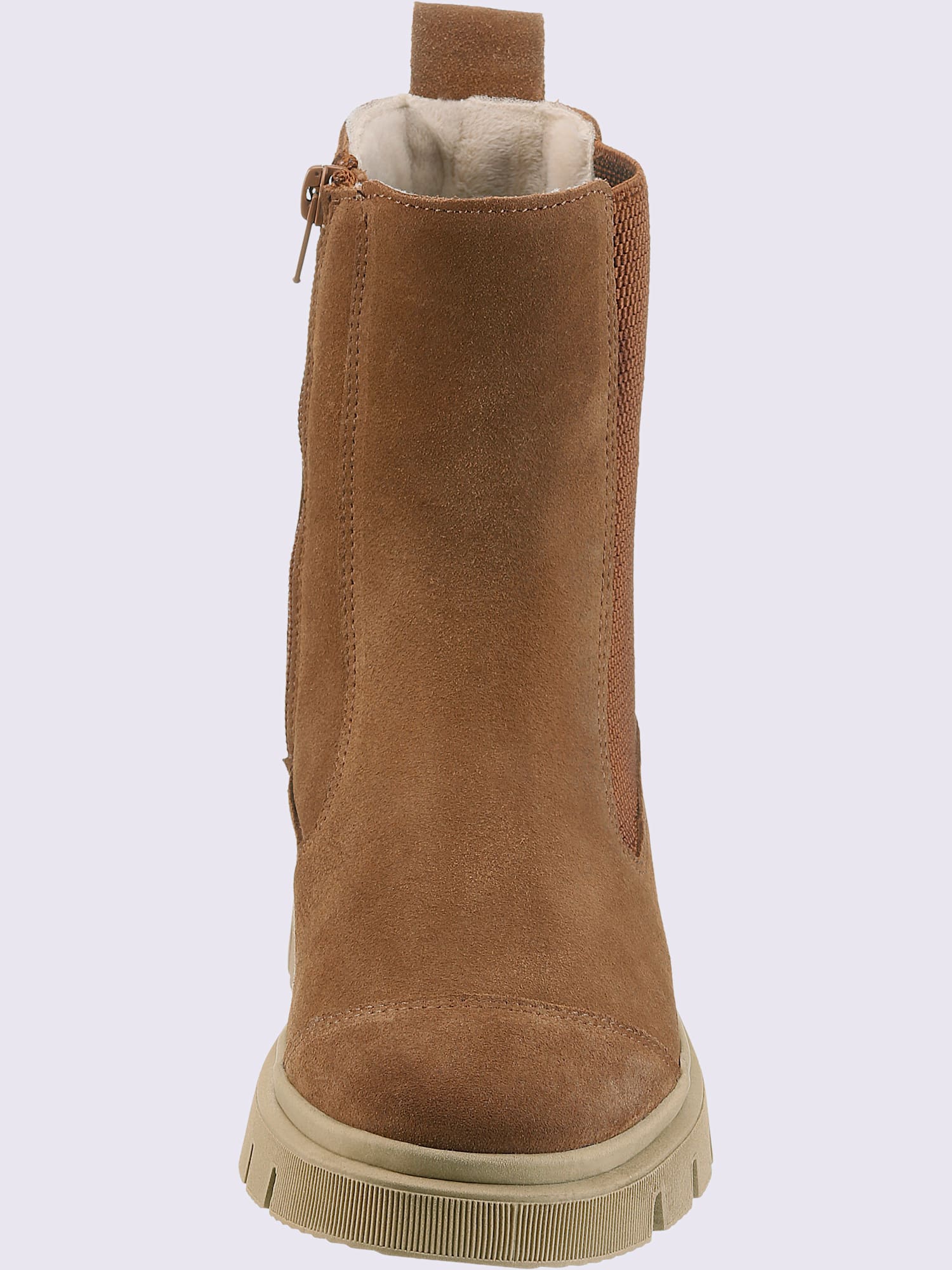Bottines cuir velours de vache., marron moyen uni, taille 40 - helline