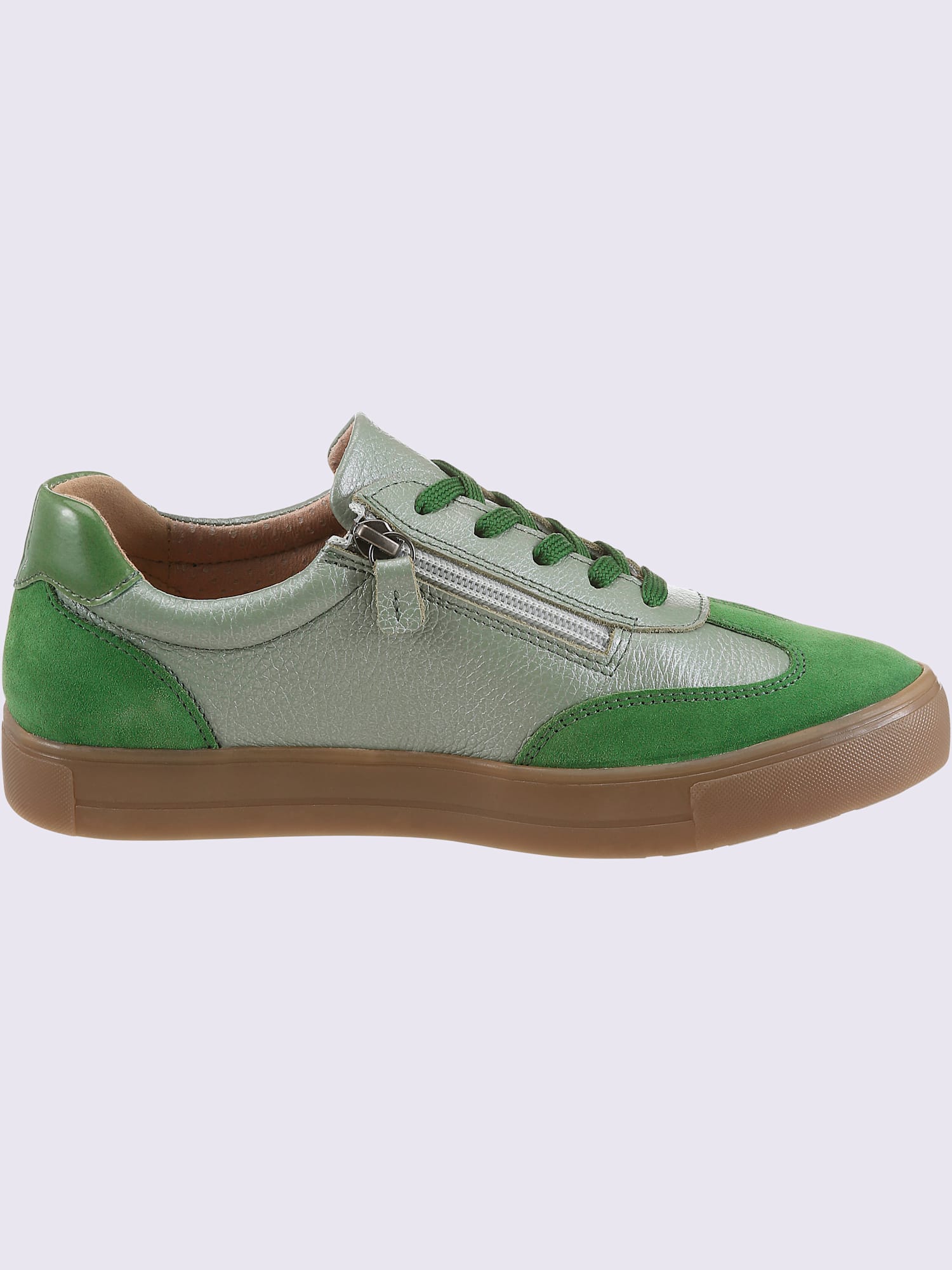 Baskets cuir vachette, vert moyen uni, taille 40 - helline