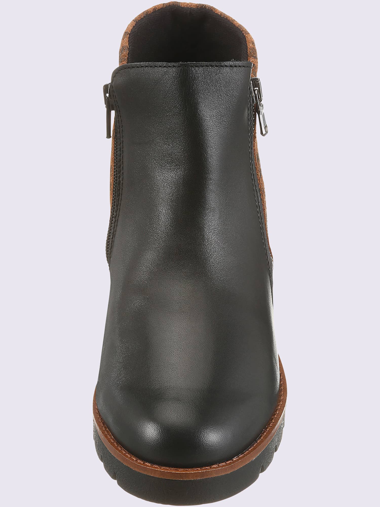 Bottine courte cuir vachette, noir à motifs, taille 42 - helline