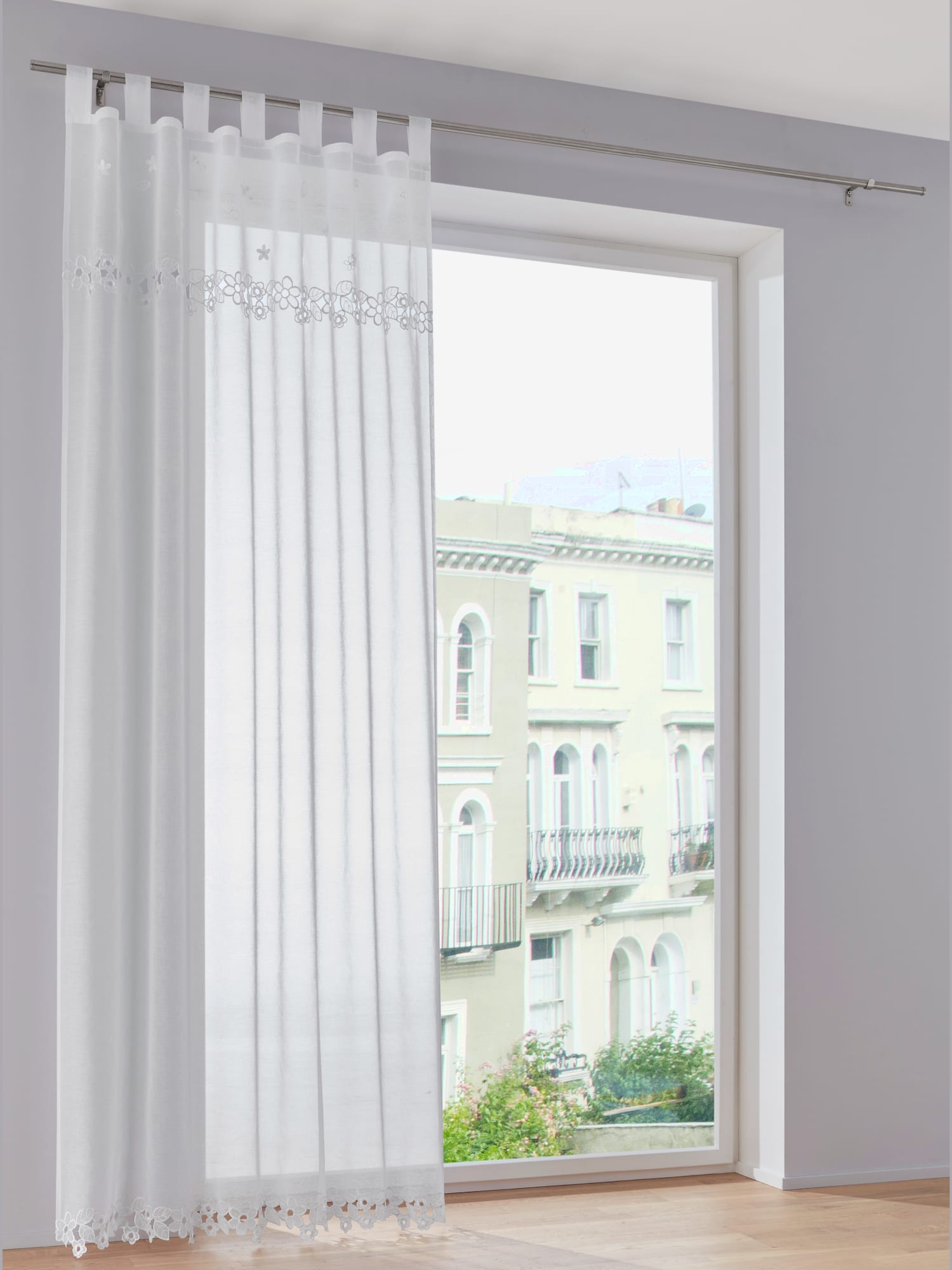 Rideaux lavable en machine, Passants, blanc uni, taille 225x130 cm, helline home - helline