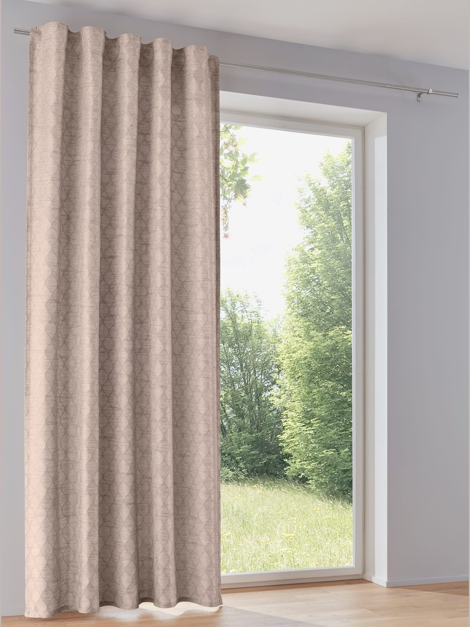 Rideaux, Œillets, couleur : marron clair uni, taille 225x135 cm, marque helline home, 100% polyester - helline