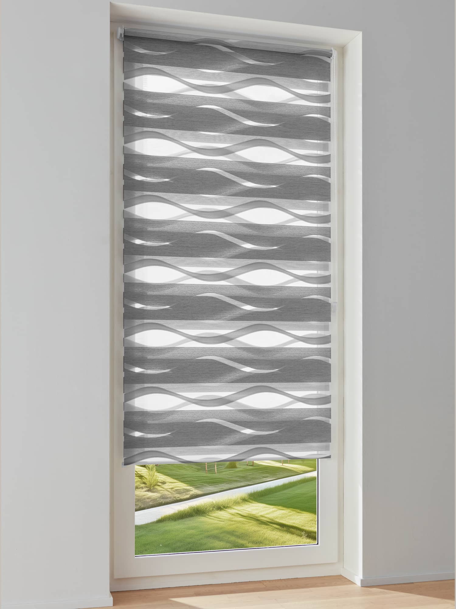 Double enrouleur, gris moyen uni, taille 210x80 cm, helline home - helline