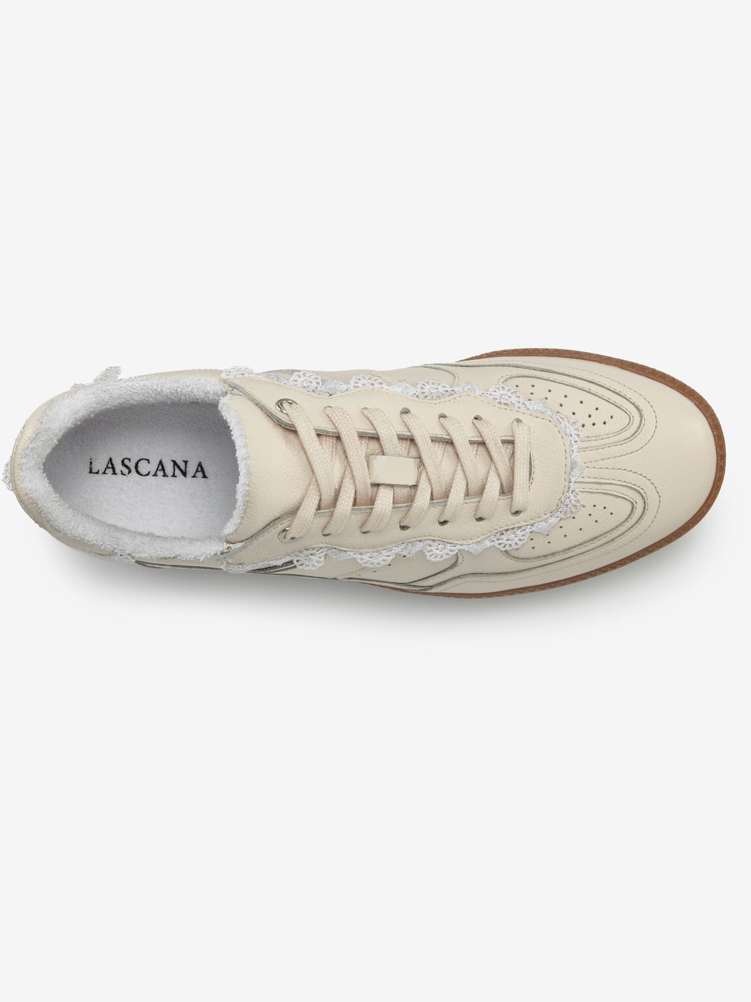 Baskets sneakers avec détails en dentelle, couleur ivoire moyen uni, taille 36, LASCANA - helline