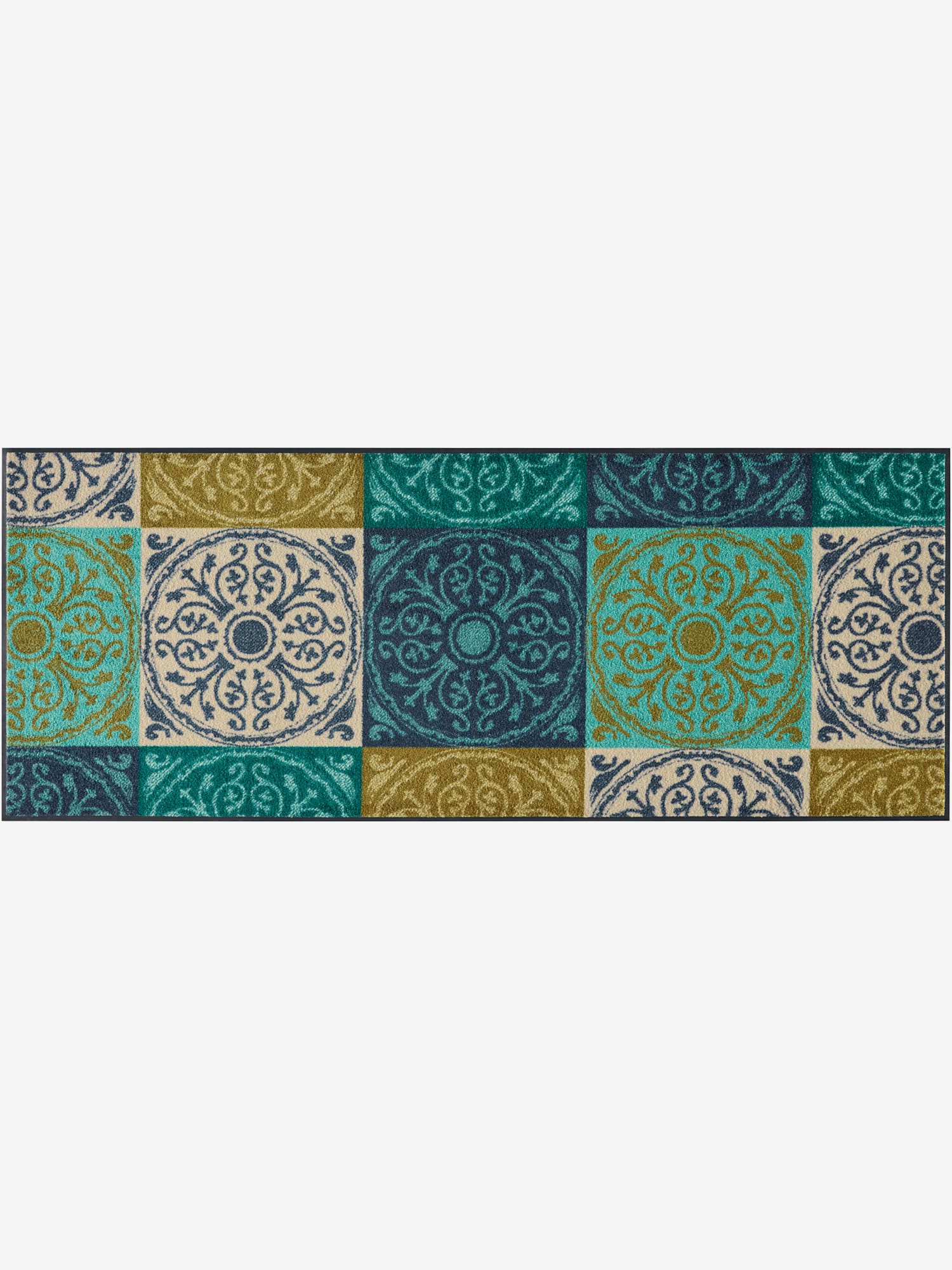 Paillasson polyamide très résistant, couleur bleu, taille 60x180 cm, marque helline home - helline