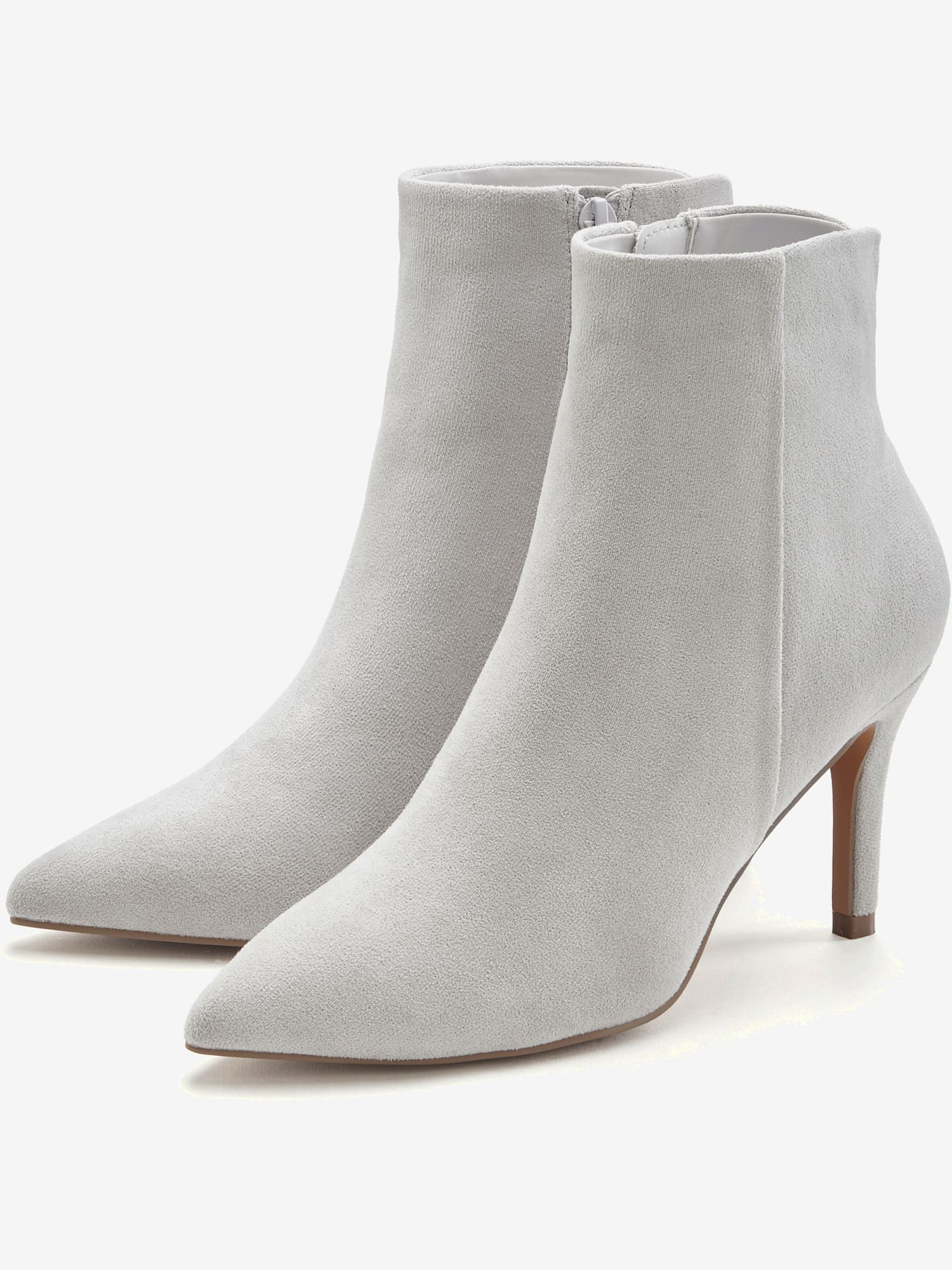 Bottines à talon haut talon aiguille féminin à la hauteur agréable, gris clair uni, taille 43, LASCANA - helline