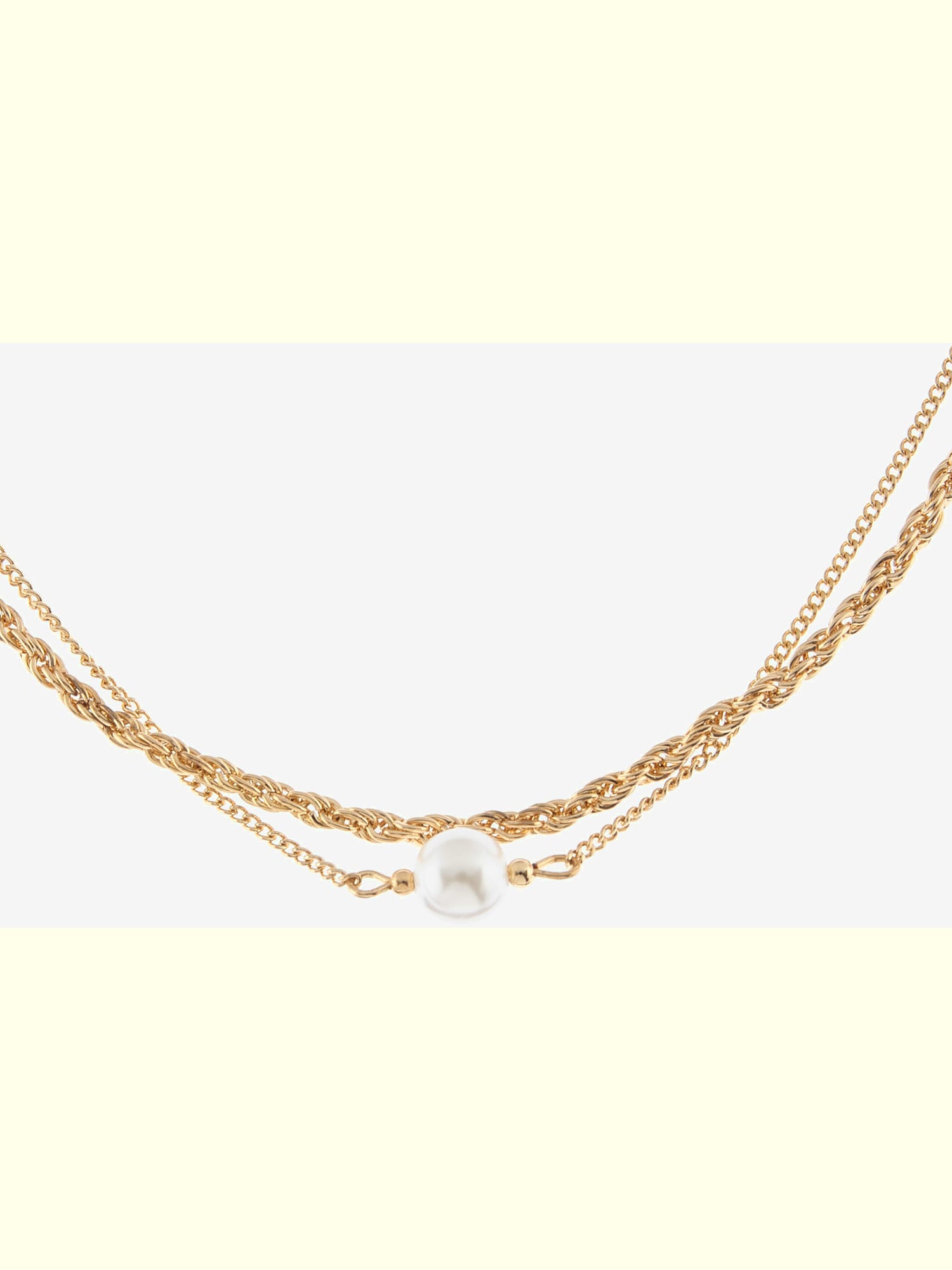 Chaîne en acier inoxydable collier en acier inoxydable avec deux rangées et perles d'eau douce artificielles, couleur couleur or, taille 0, marque