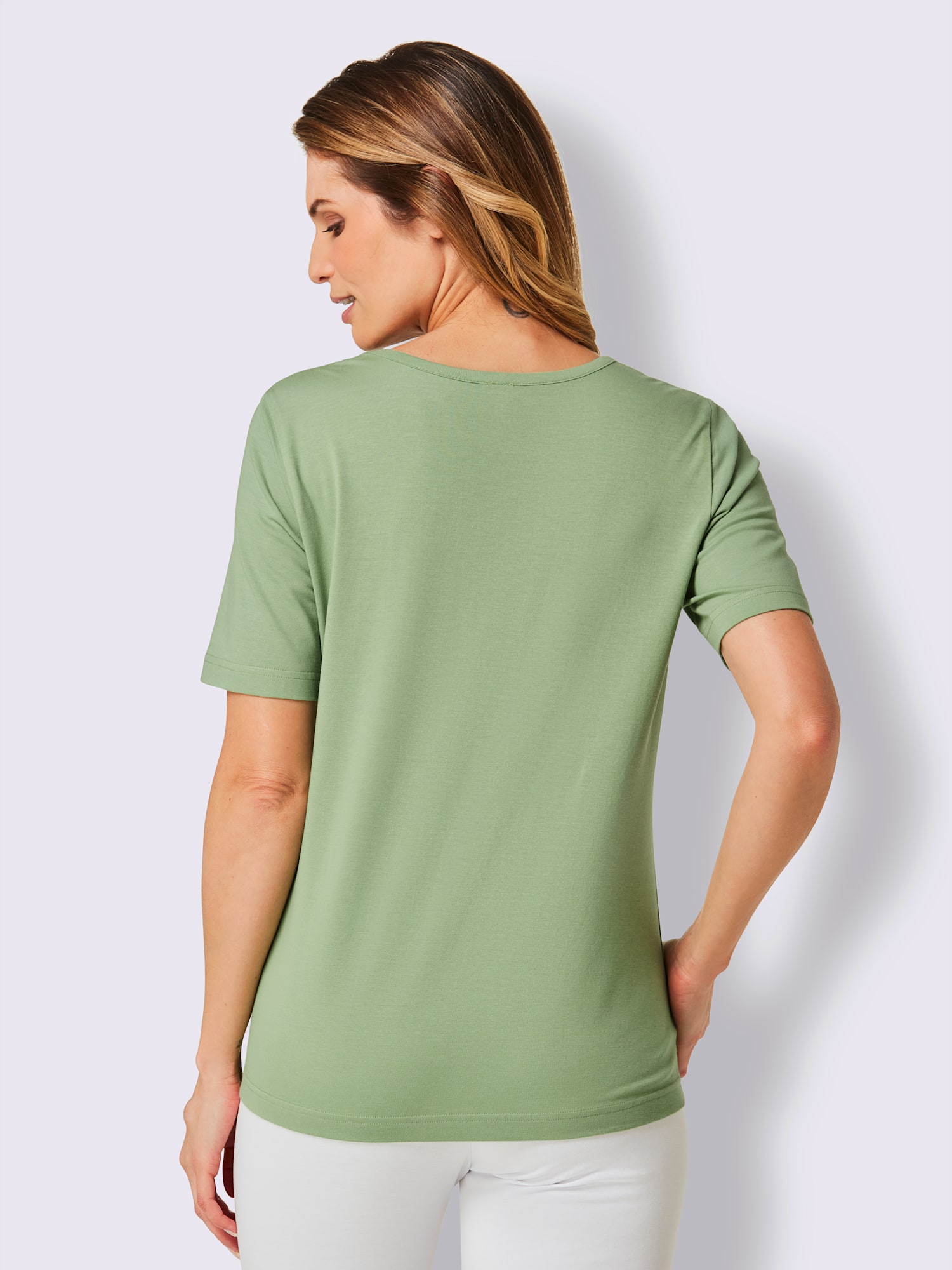 T-shirt jersey fin, couleur vert, taille 46/48, marque feel good - helline