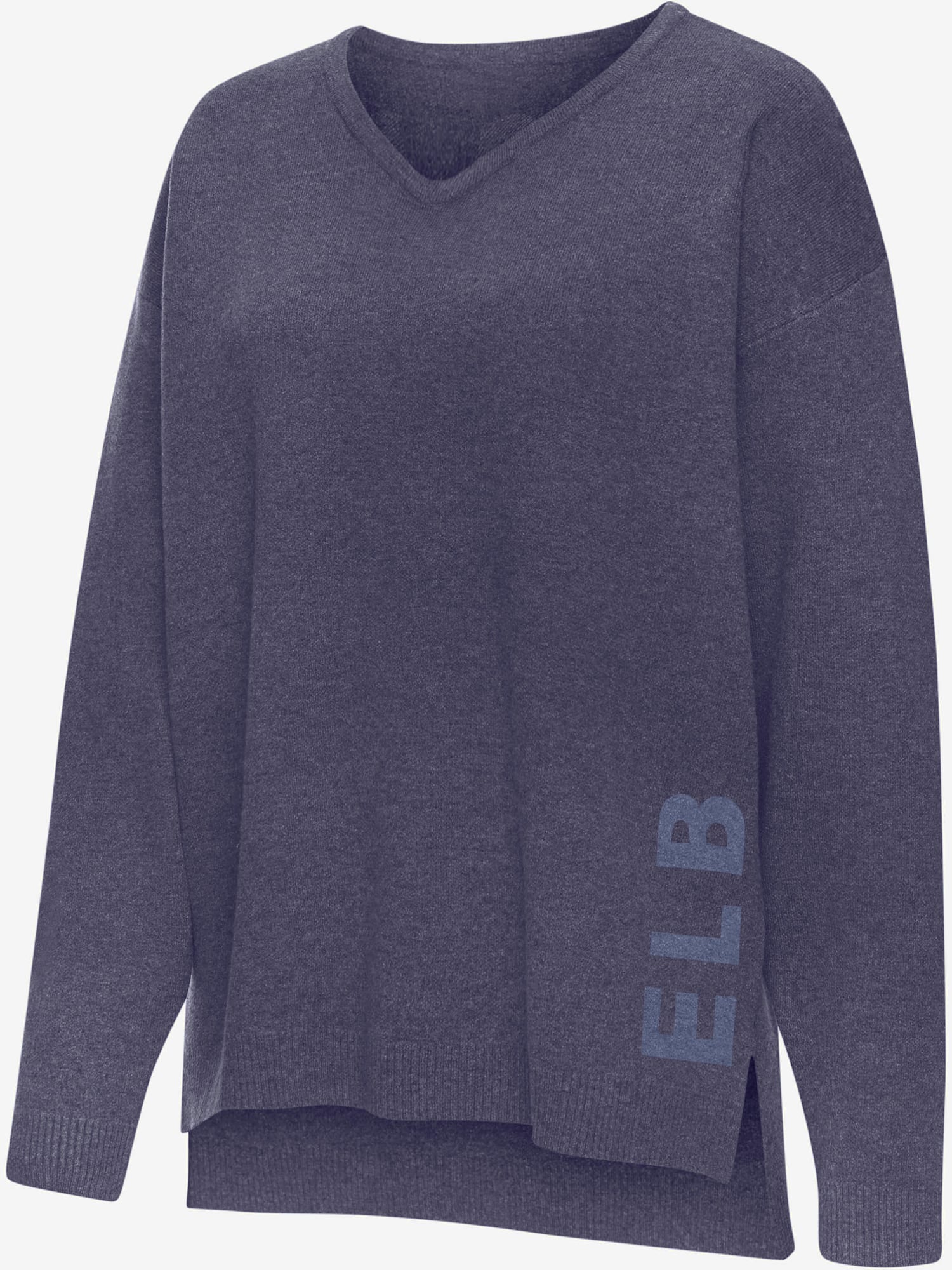 Sweater tricot doux et extensible, couleur bleu, taille 42/44, marque Elbsand - helline