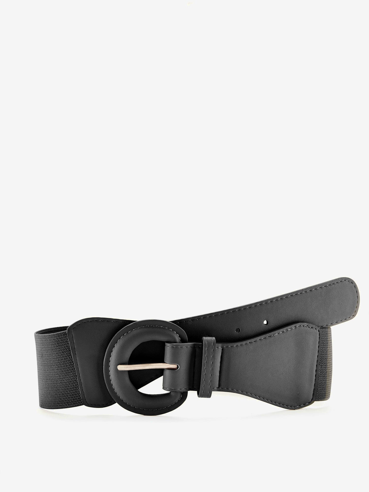 Ceinture moderne avec boucle ton sur ton au design classique, couleur : noir uni, taille 75, marque LASCANA, 25% matière synthétique;20% cuir;20%