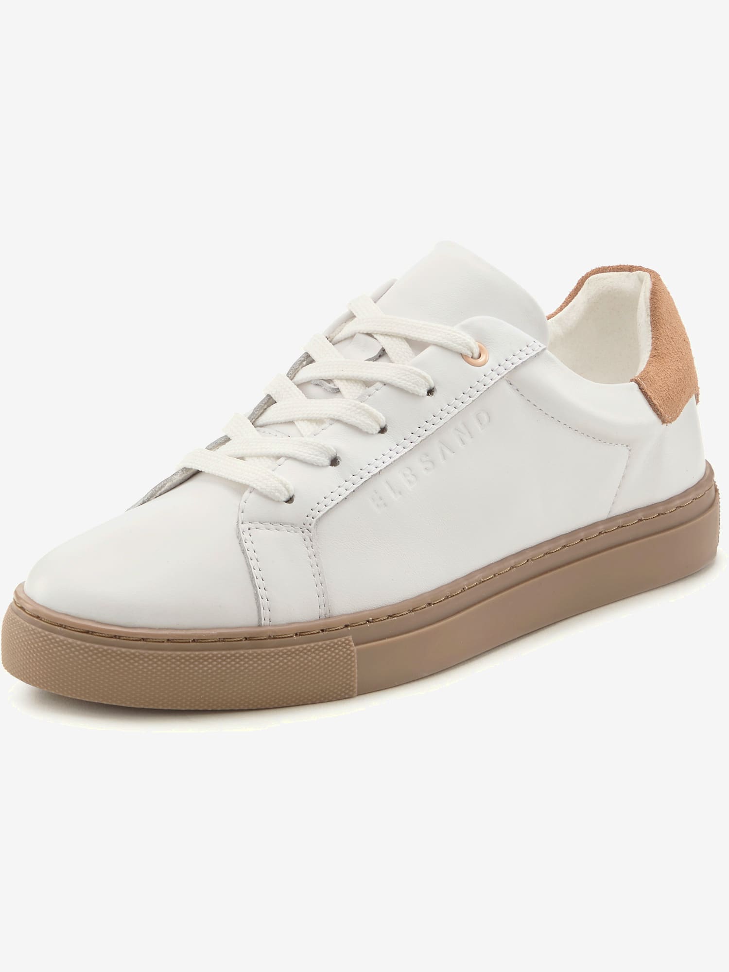 Baskets sneakers tendance en cuir de qualité pour plus de confort, blanc uni, taille 39, Elbsand - helline