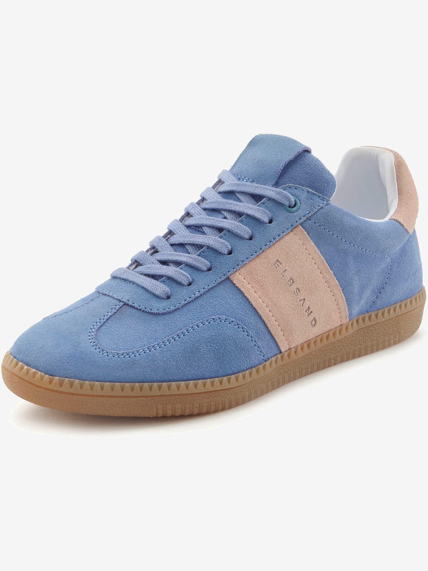 Baskets sneakers en cuir doux et de qualité avec doublure en textile douce, confortables à porter, bleu moyen uni, taille 46, Elbsand - helline