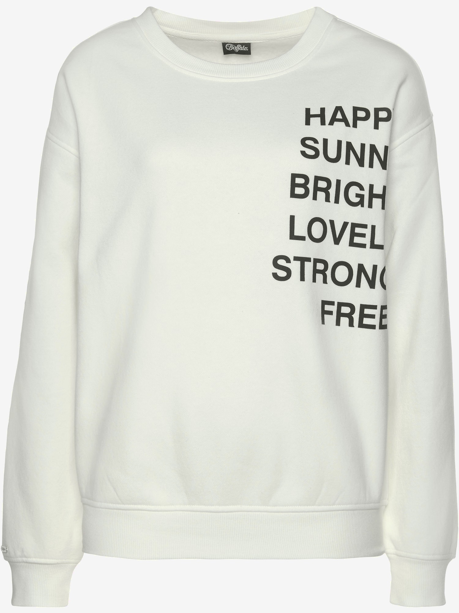 Sweat-shirt t-shirt sweat détente avec imprimé, couleur blanc, taille 38/40, marque Buffalo - helline