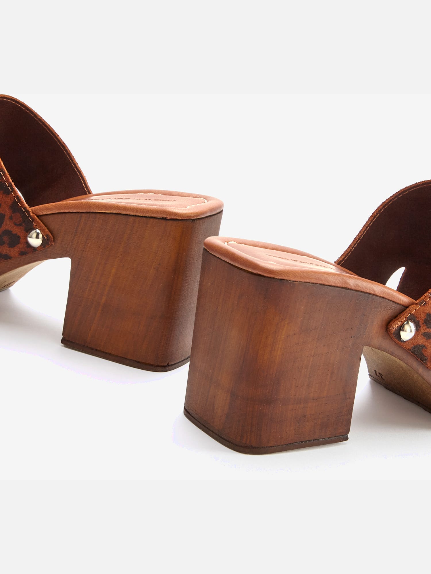 Mules tendance en cuir de qualité et imitation bois mode, couleur marron, taille 37, marque French Connection - helline