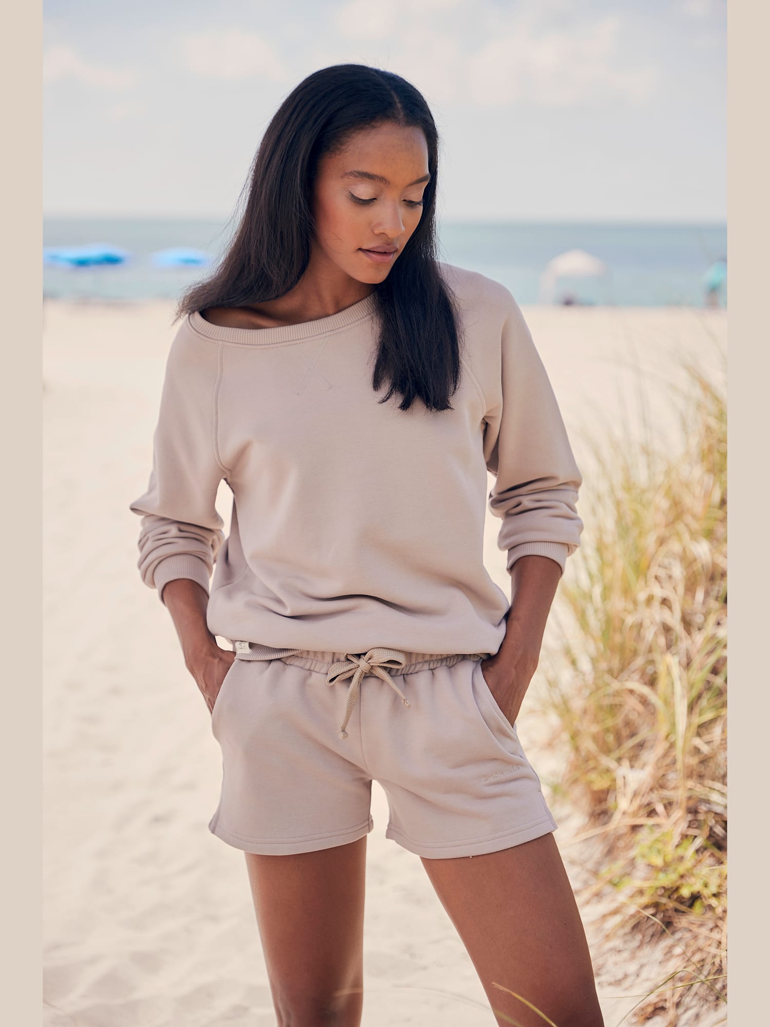 Sweatshirt d'intérieur structuré, couleur marron, taille 42/44, marque LASCANA - helline