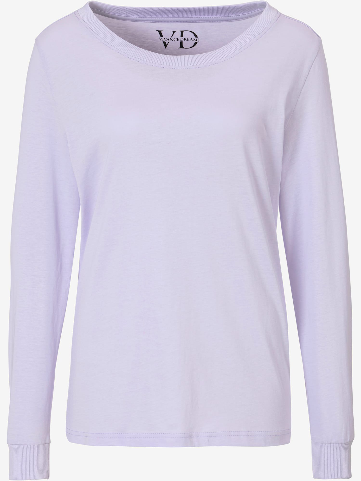Haut de pyjama long, couleur : violet clair uni, taille 34/36, marque Vivance Dreams by Lascana, 100% coton - helline