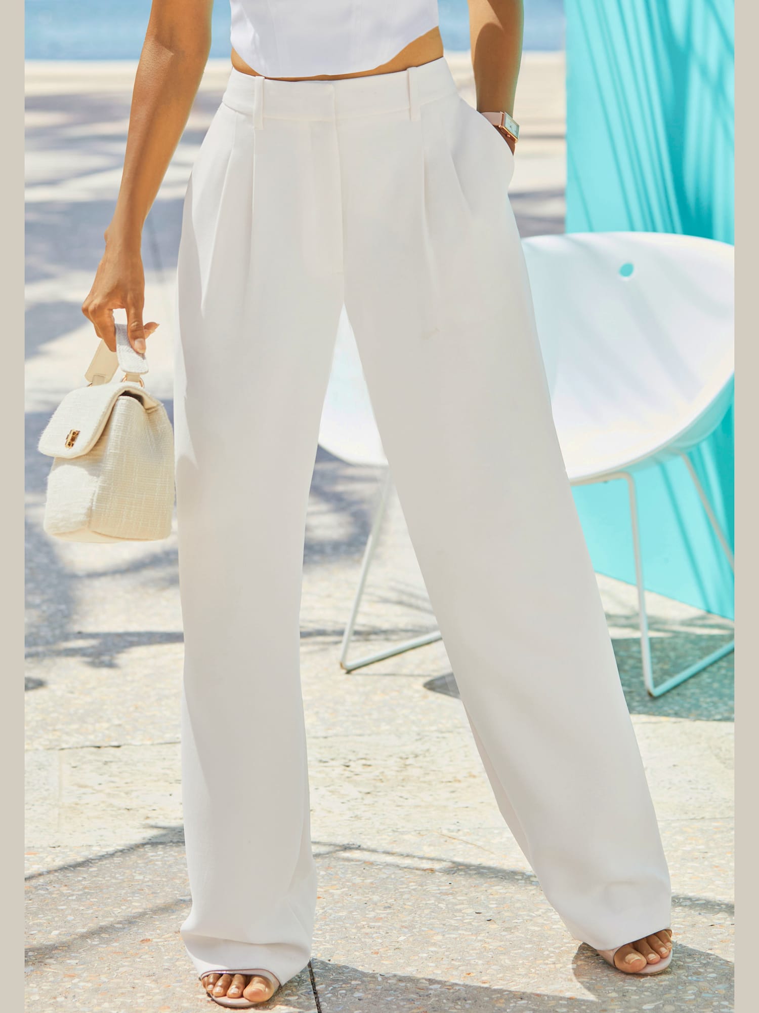Pantalon tailleur pantalon femme à pinces, couleur couleur ivoire, taille 46, marque LASCANA - helline