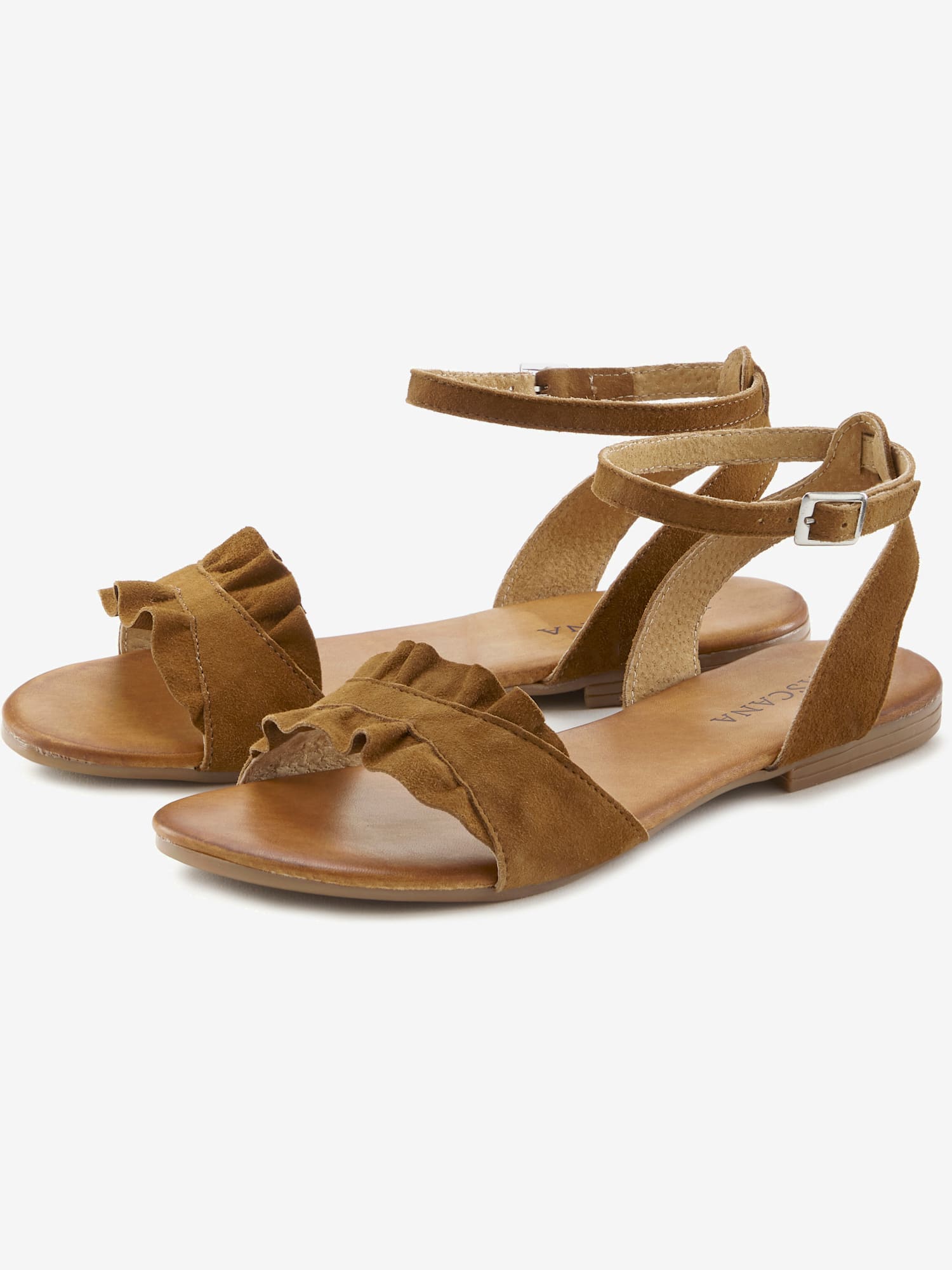 Sandales cuir de qualité, marron clair uni, taille 44, LASCANA - helline