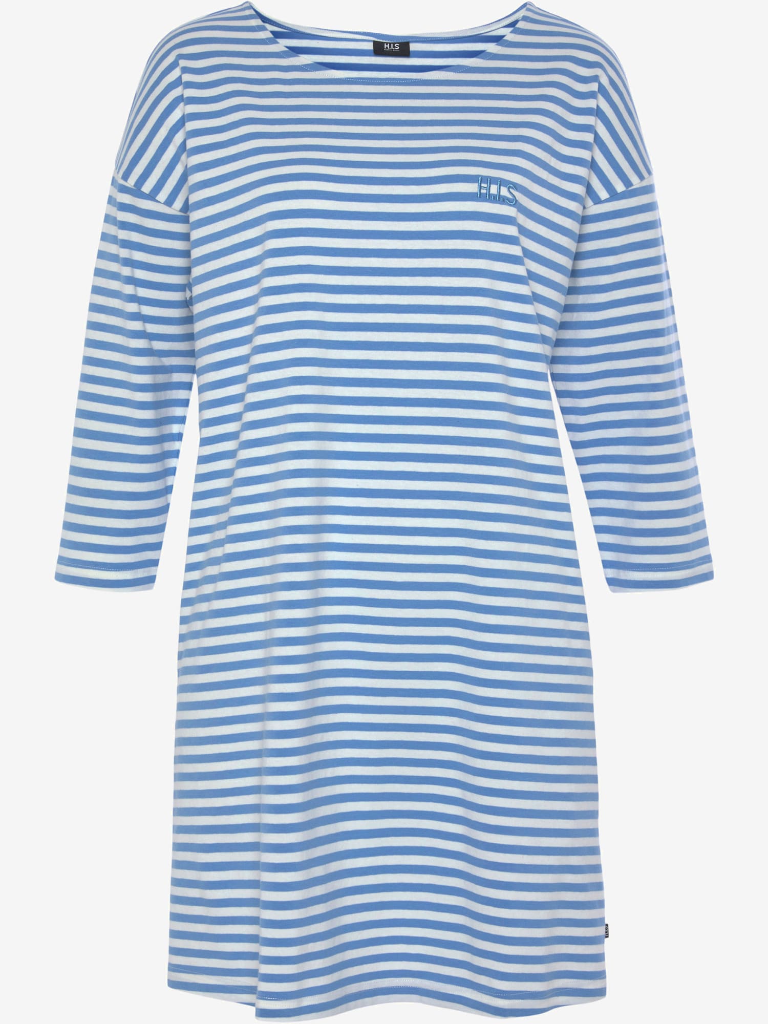 Chemise de nuit courte à rayures en fils teintés, couleur bleu, taille 46/48, marque H.I.S - helline