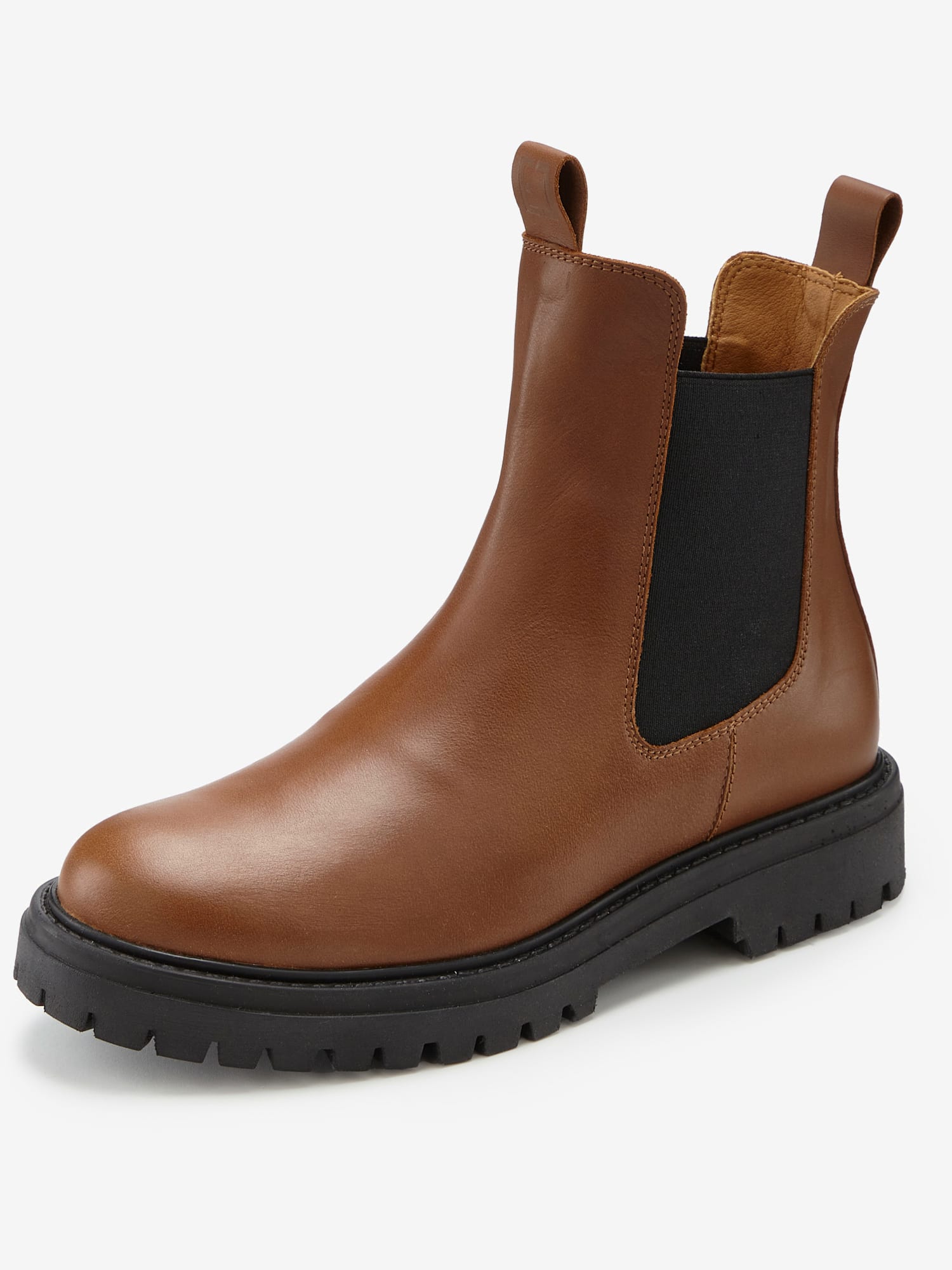 Bottines chelsea tendance en cuir de qualité, très confortables, couleur marron, taille 39, marque Elbsand - helline