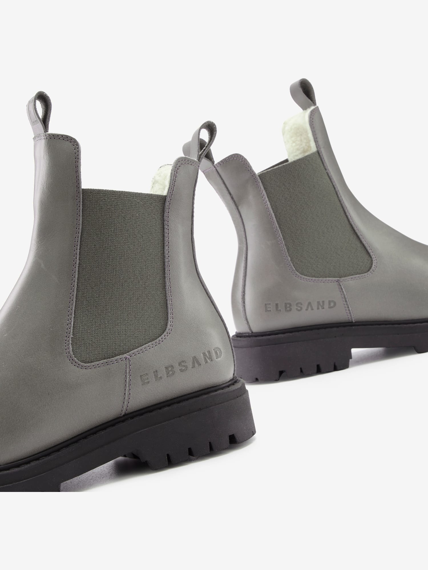 Bottines d'hiver en cuir de qualité avec doublure chaude toute douce, couleur gris, taille 43, marque Elbsand - helline