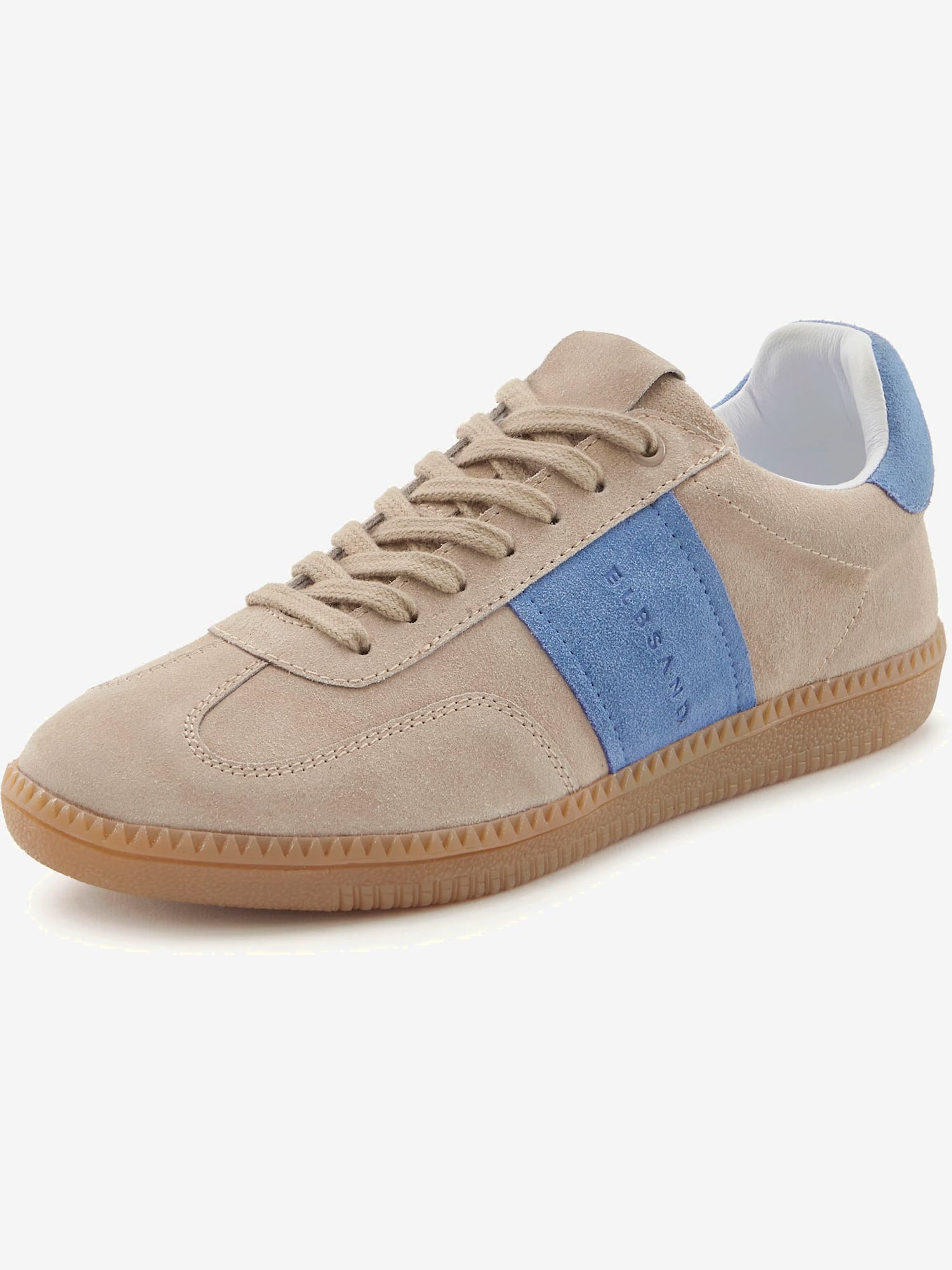Baskets sneakers en cuir doux de qualité, couleur marron, taille 37, marque Elbsand - helline