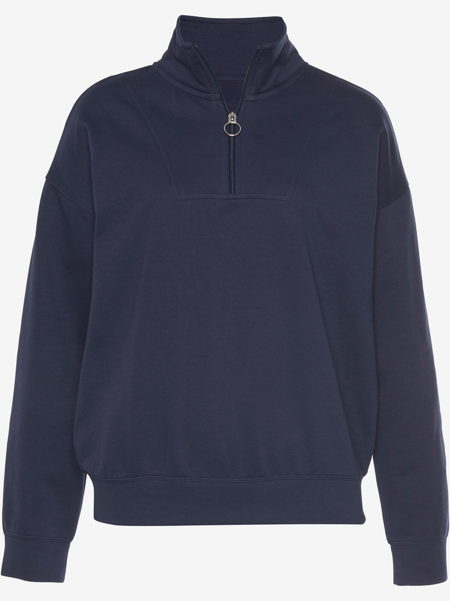 Sweat-shirt pull camionneur avec glissière et col haut, couleur bleu, taille 34/36, marque H.I.S - helline